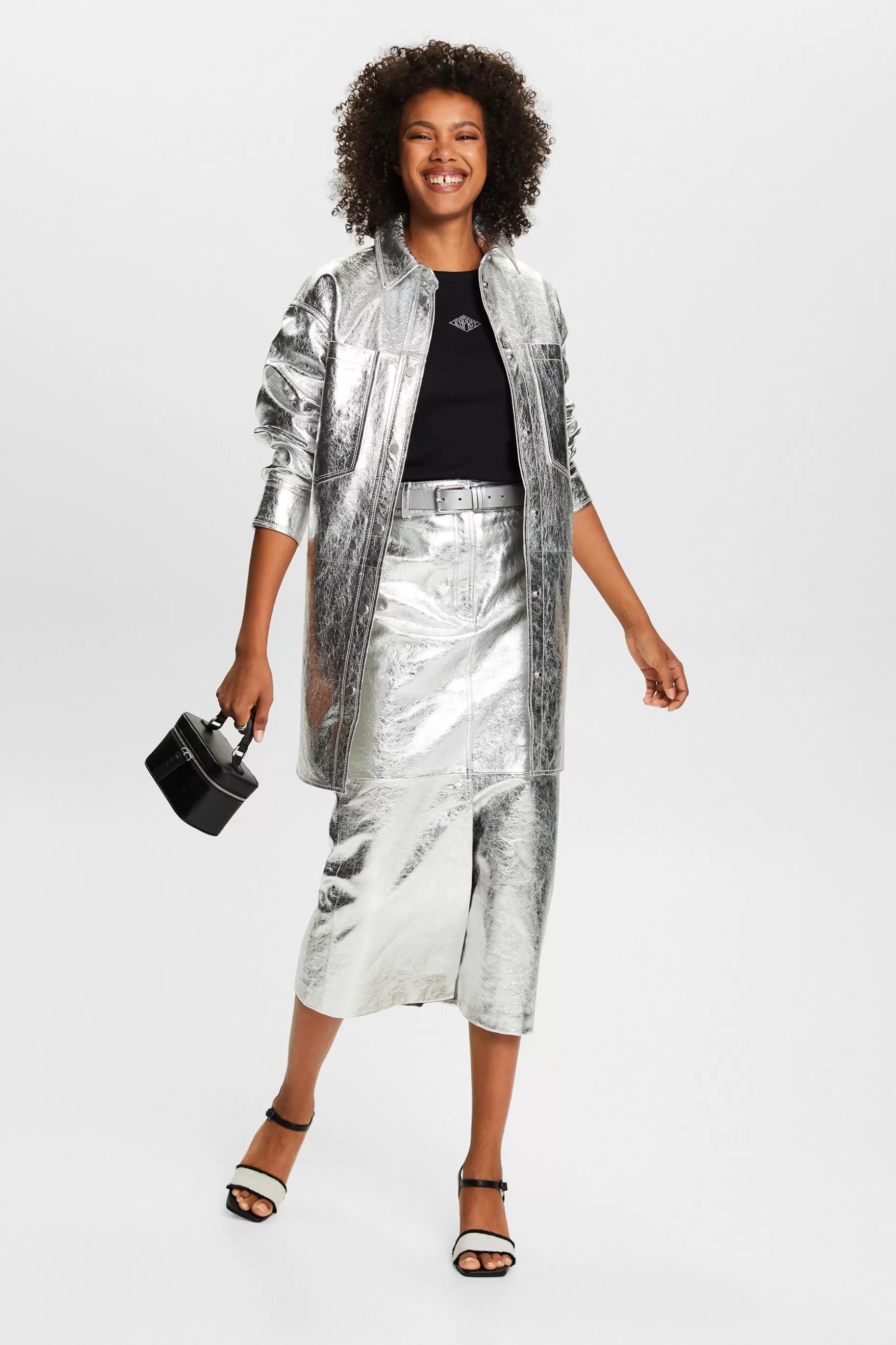 ESPRIT Coated Metallic Leather Shacket at our Online Shop *Women Jackets + Coats