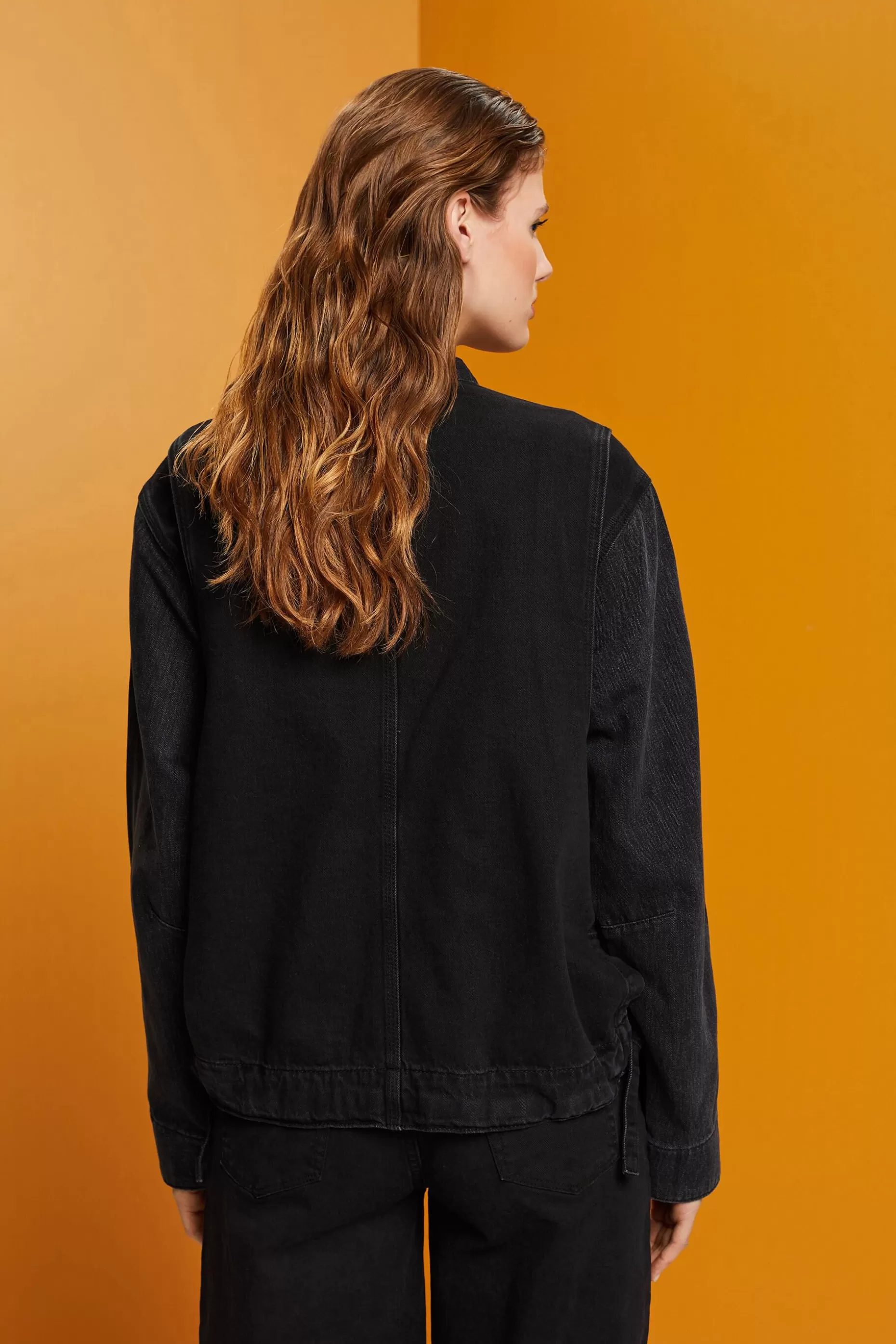 ESPRIT Collarless denim jacket with drawstrings at our Online Shop *Women Clearance 60%-70% Off