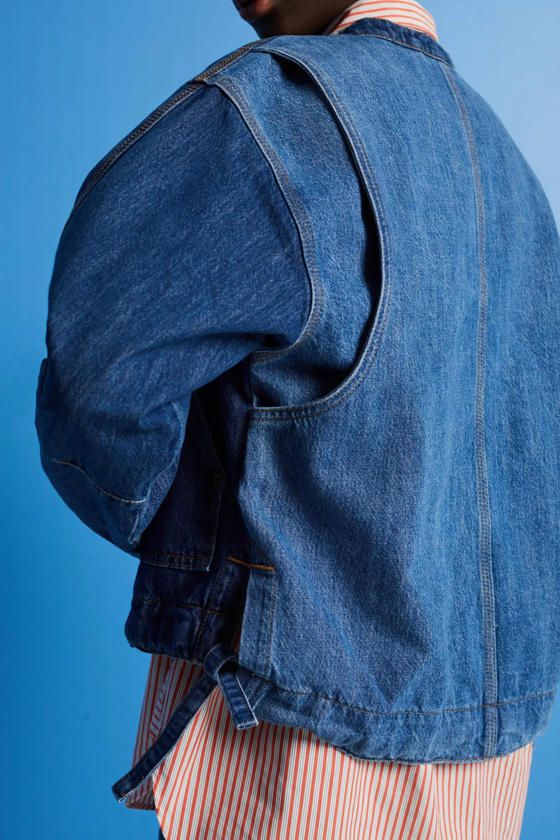 ESPRIT Collarless denim jacket with drawstrings at our Online Shop *Women Clearance 60%-70% Off