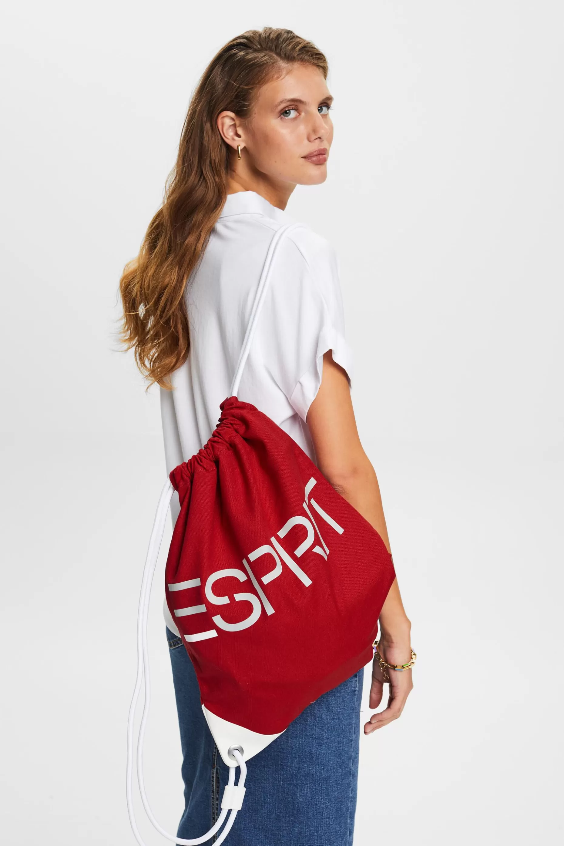 ESPRIT Cotton Canvas Logo Drawstring Backpack at our Online Shop *Men Bags + Wallets