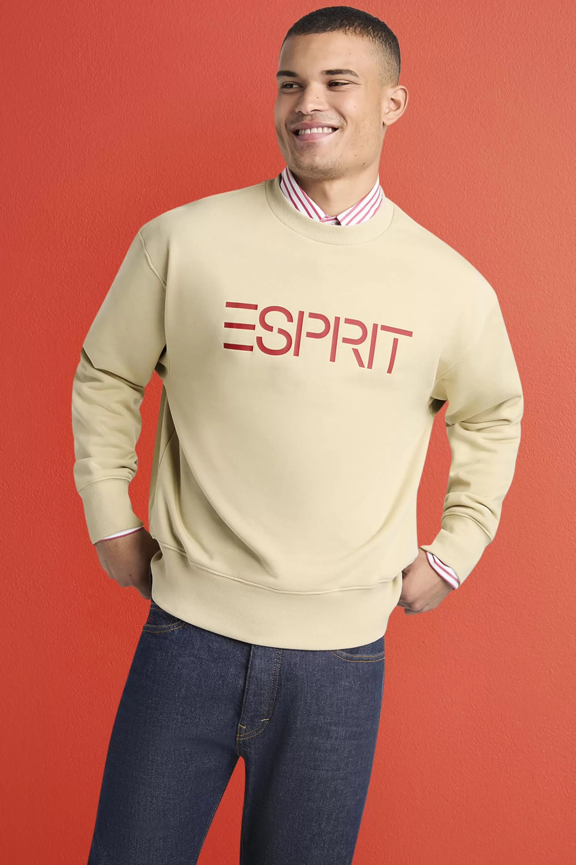 ESPRIT Cotton Fleece Logo Sweatshirt at our Online Shop *Men Sweatshirts + Hoodies