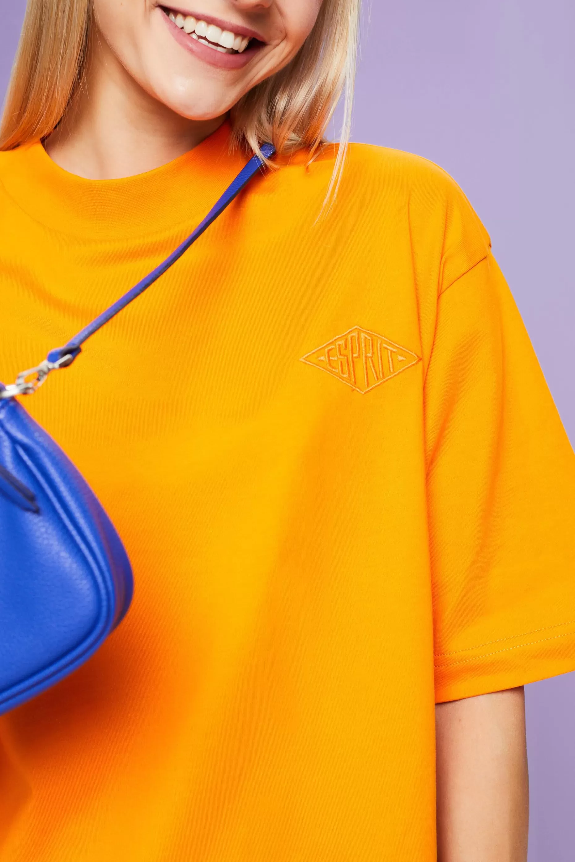 ESPRIT Cotton Mock Neck Logo T-Shirt at our Online Shop *Women T-Shirts + Tops