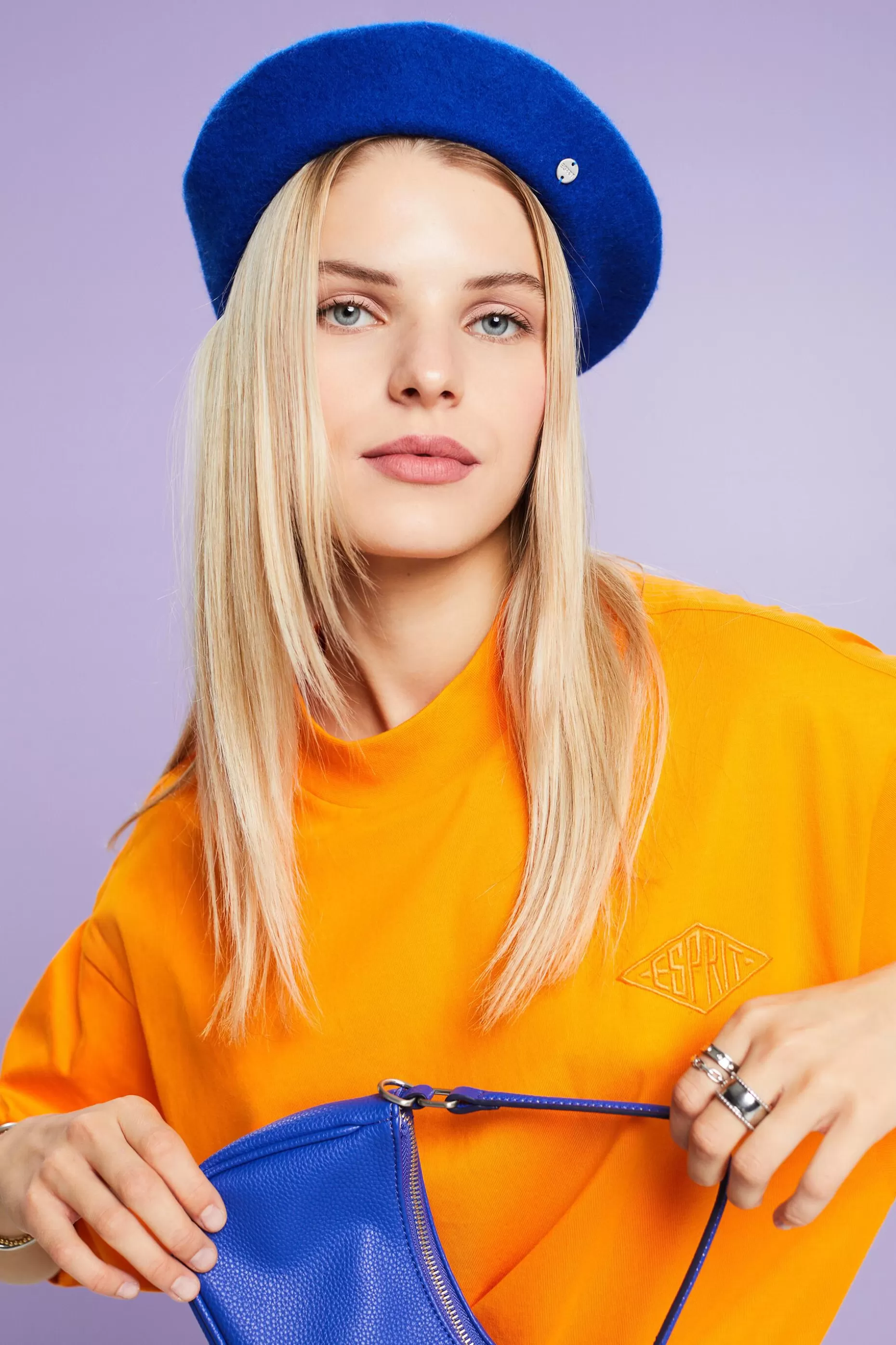 ESPRIT Cotton Mock Neck Logo T-Shirt at our Online Shop *Women T-Shirts + Tops