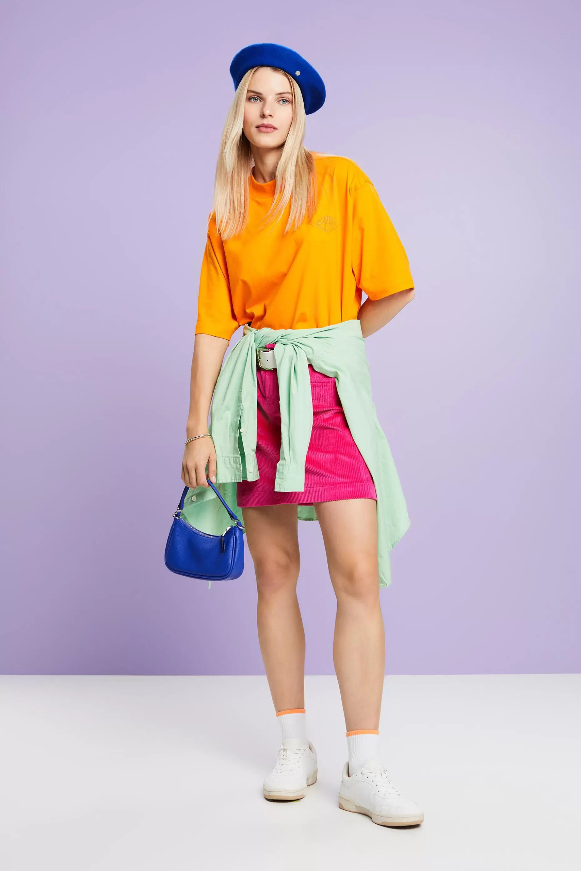 ESPRIT Cotton Mock Neck Logo T-Shirt at our Online Shop *Women T-Shirts + Tops