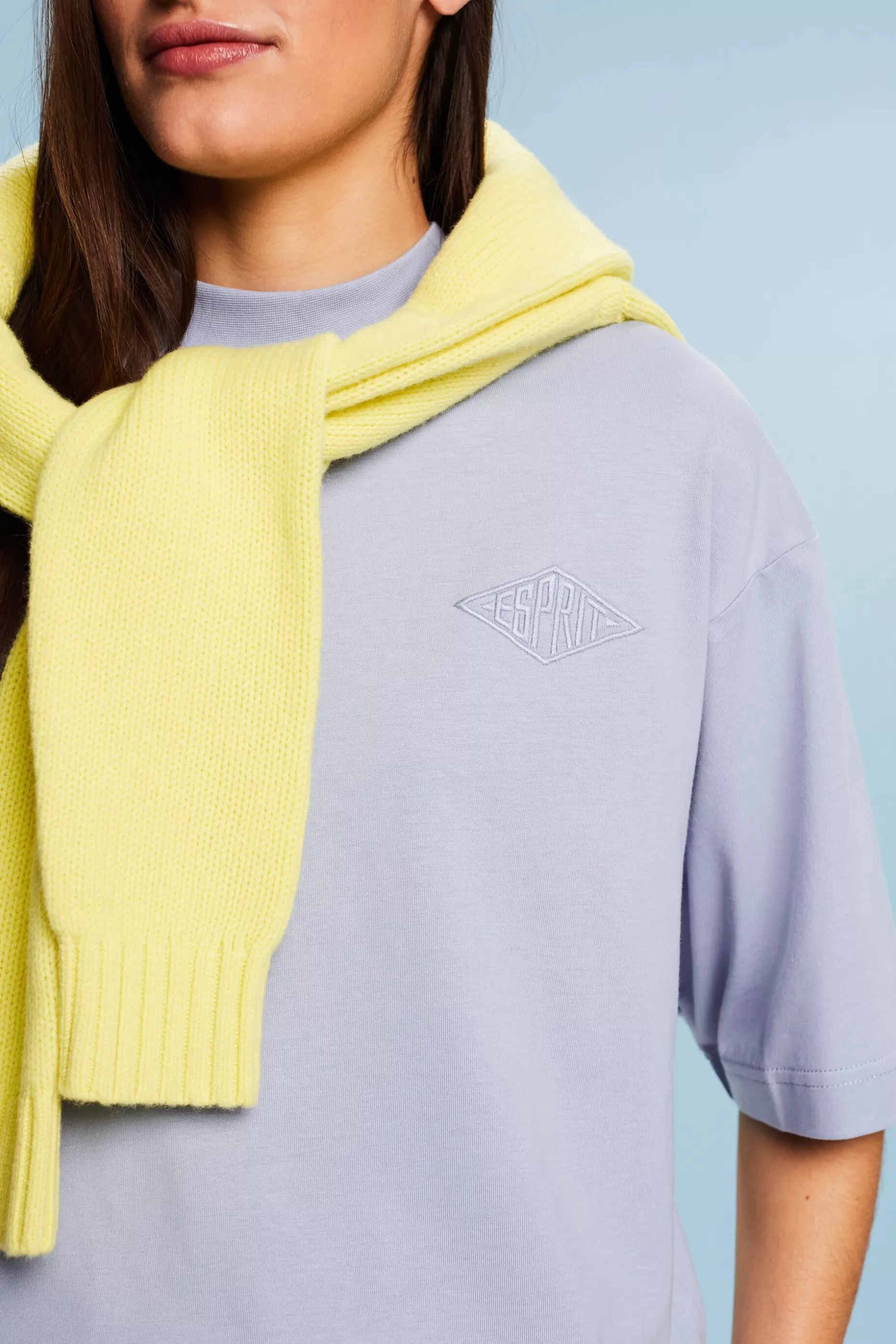 ESPRIT Cotton Mock Neck Logo T-Shirt at our Online Shop *Women T-Shirts + Tops