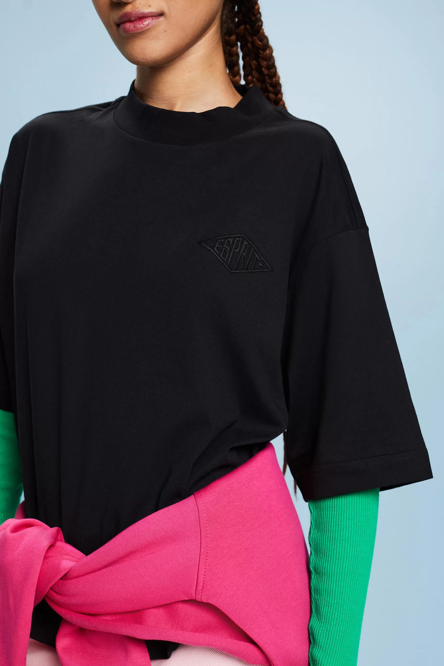 ESPRIT Cotton Mock Neck Logo T-Shirt at our Online Shop *Women T-Shirts + Tops