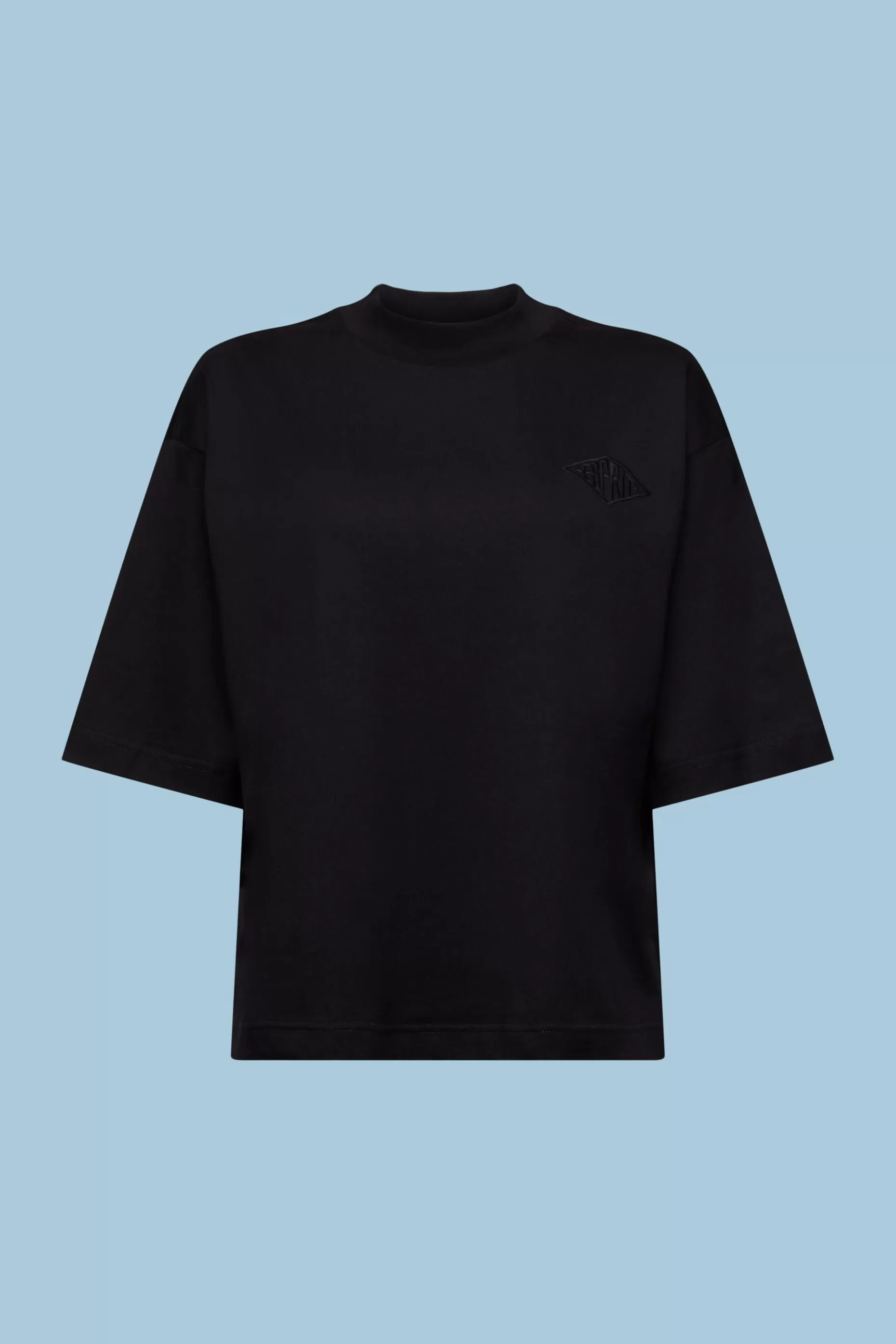 ESPRIT Cotton Mock Neck Logo T-Shirt at our Online Shop *Women T-Shirts + Tops