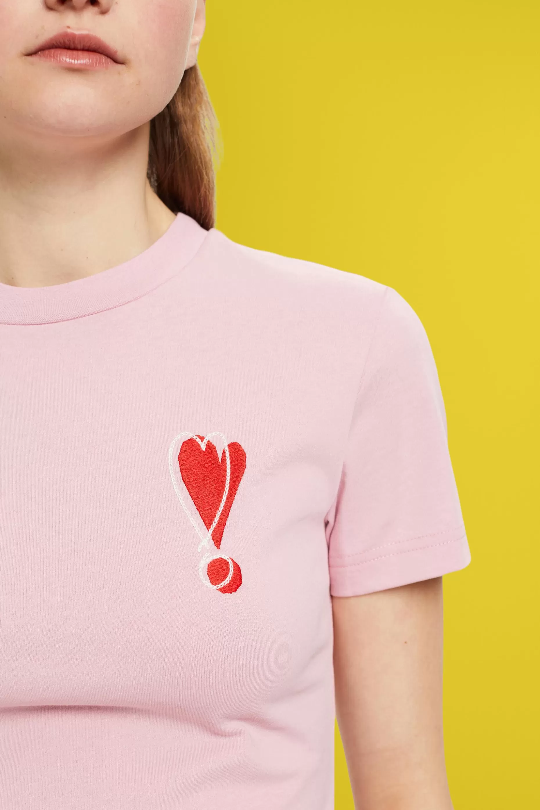 ESPRIT Cotton T-shirt with embroidered heart motif at our Online Shop *Women T-Shirts + Tops