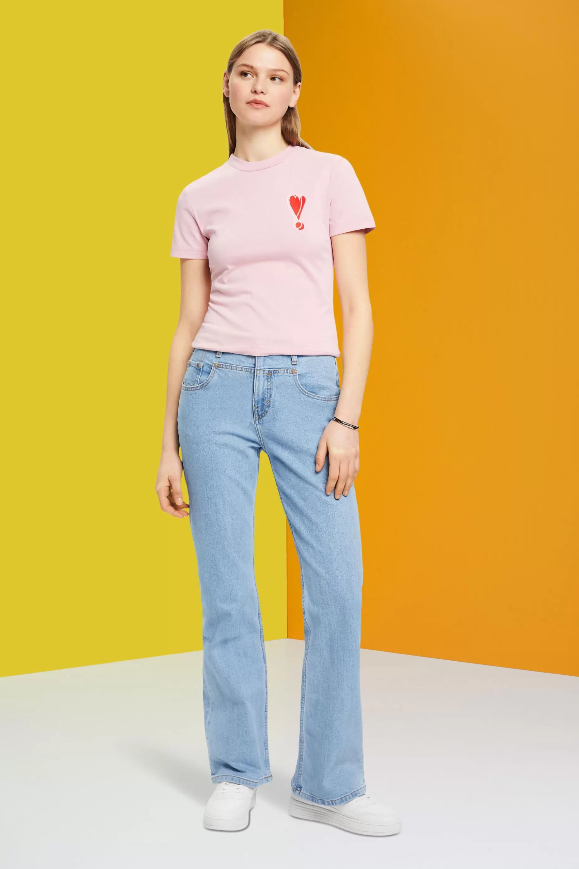 ESPRIT Cotton T-shirt with embroidered heart motif at our Online Shop *Women T-Shirts + Tops