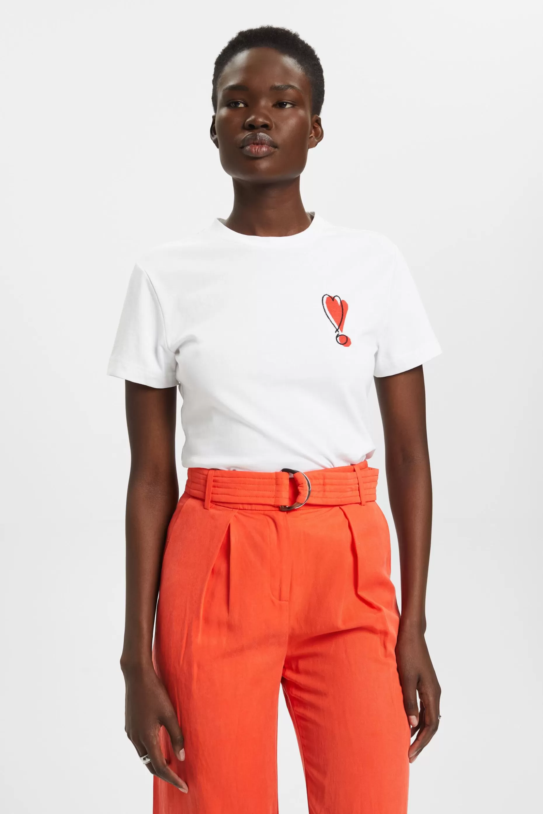 ESPRIT Cotton T-shirt with embroidered heart motif at our Online Shop *Women T-Shirts + Tops