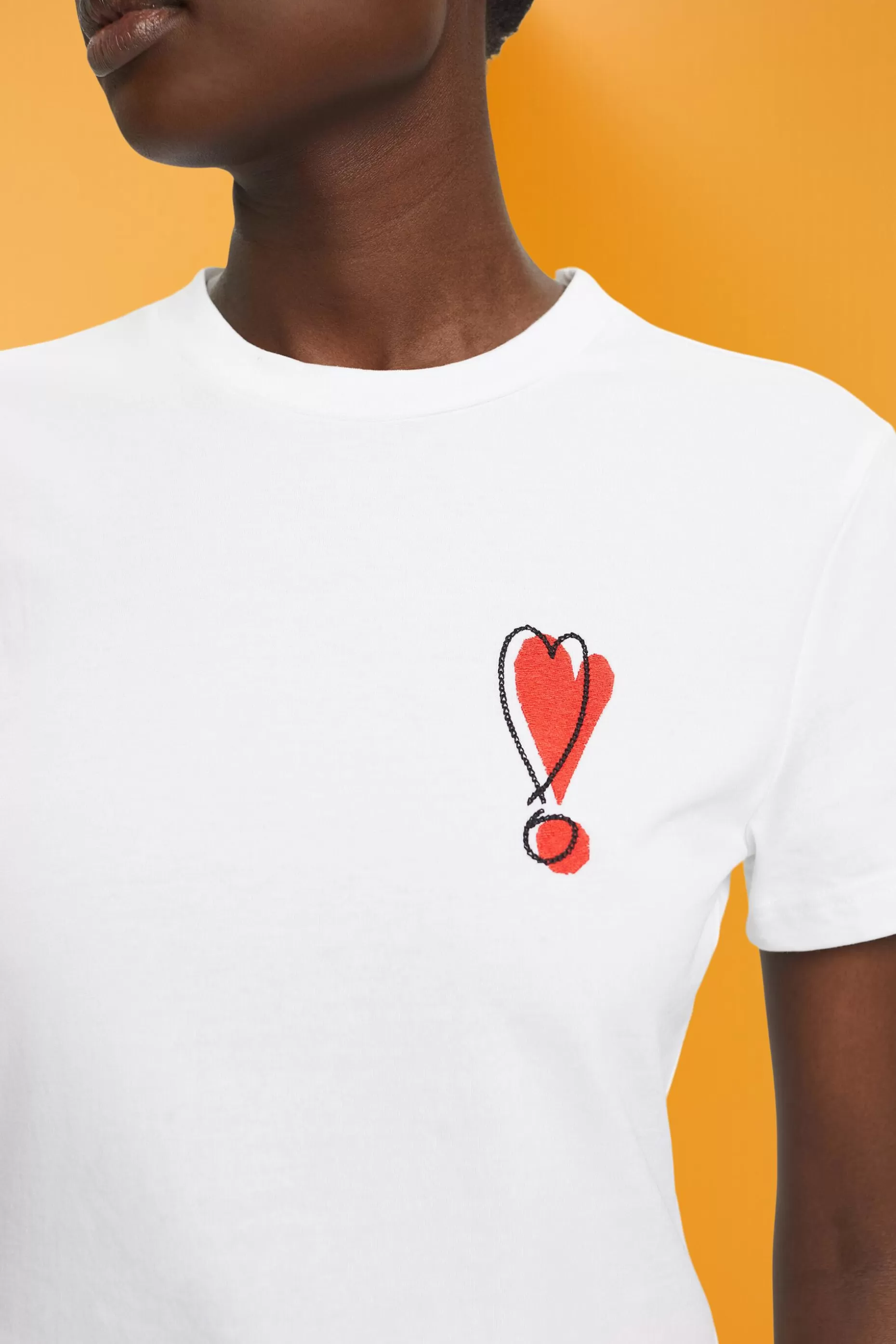 ESPRIT Cotton T-shirt with embroidered heart motif at our Online Shop *Women T-Shirts + Tops