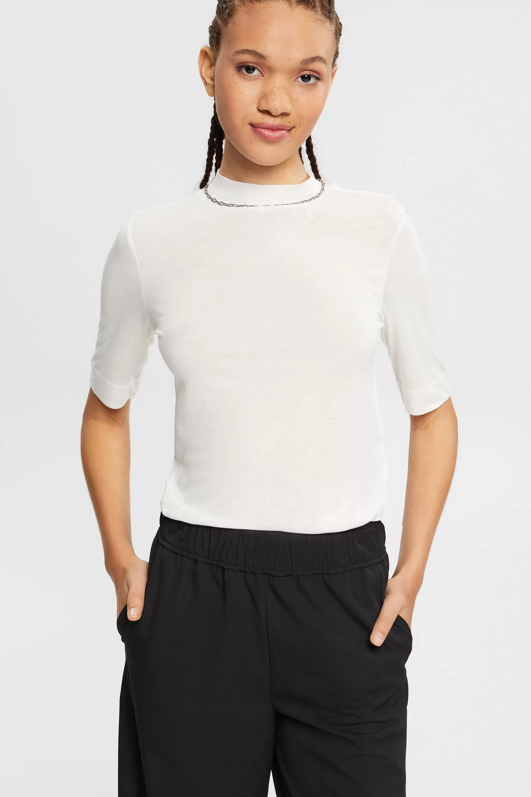 ESPRIT Cotton-Blend Jersey T-shirt at our Online Shop *Women T-Shirts + Tops