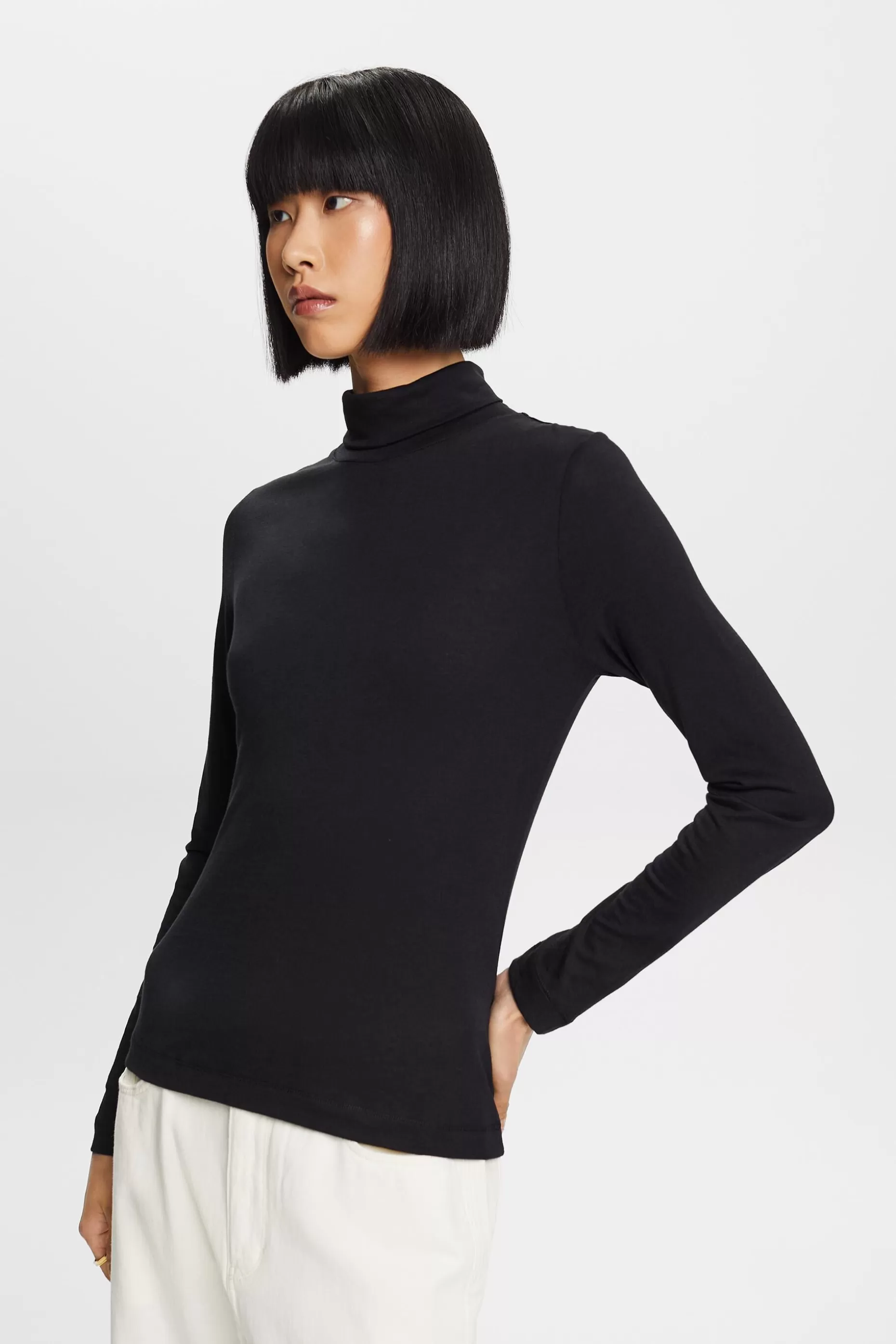 ESPRIT Cotton-Blend Jersey Turtleneck at our Online Shop *Women T-Shirts + Tops