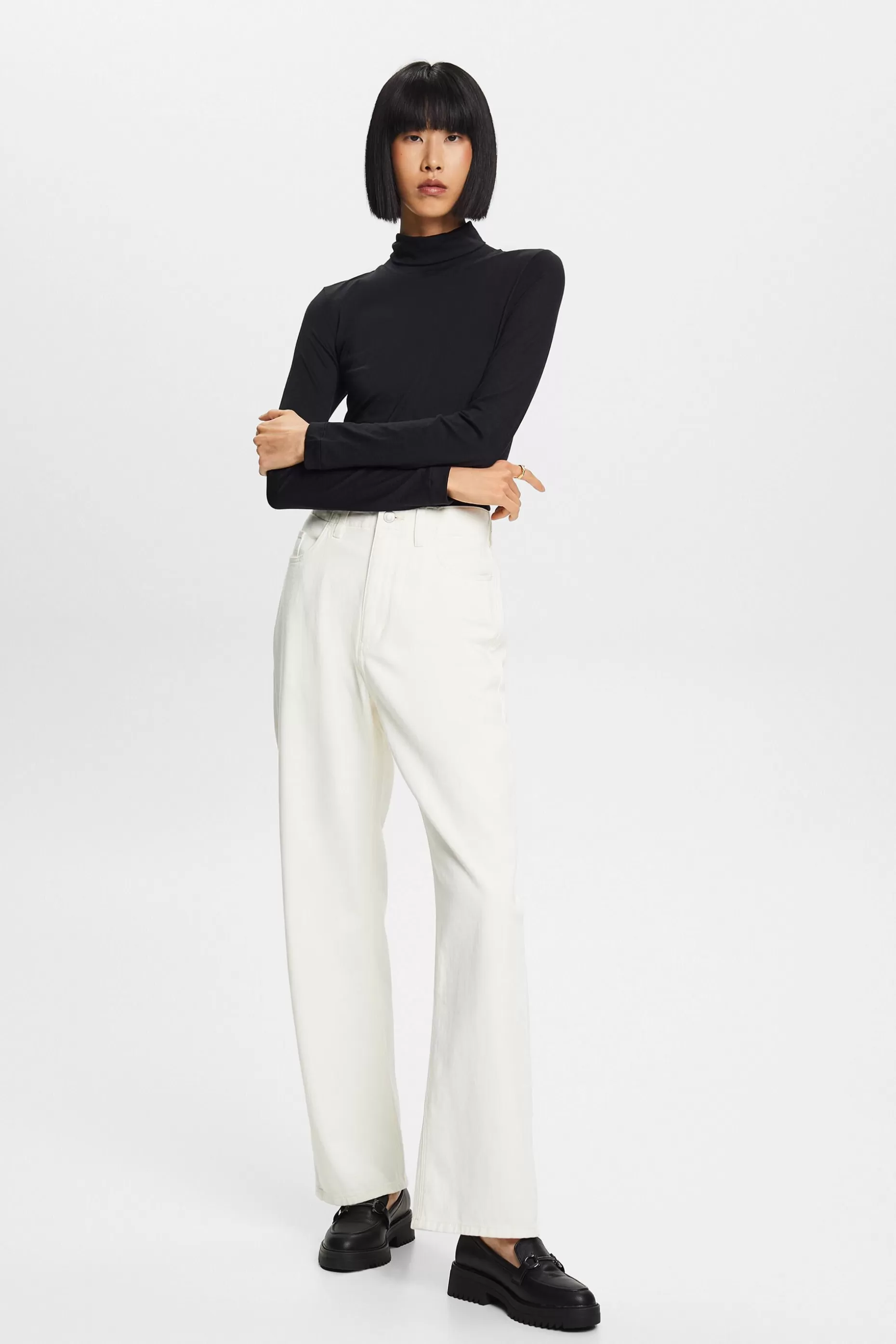 ESPRIT Cotton-Blend Jersey Turtleneck at our Online Shop *Women T-Shirts + Tops