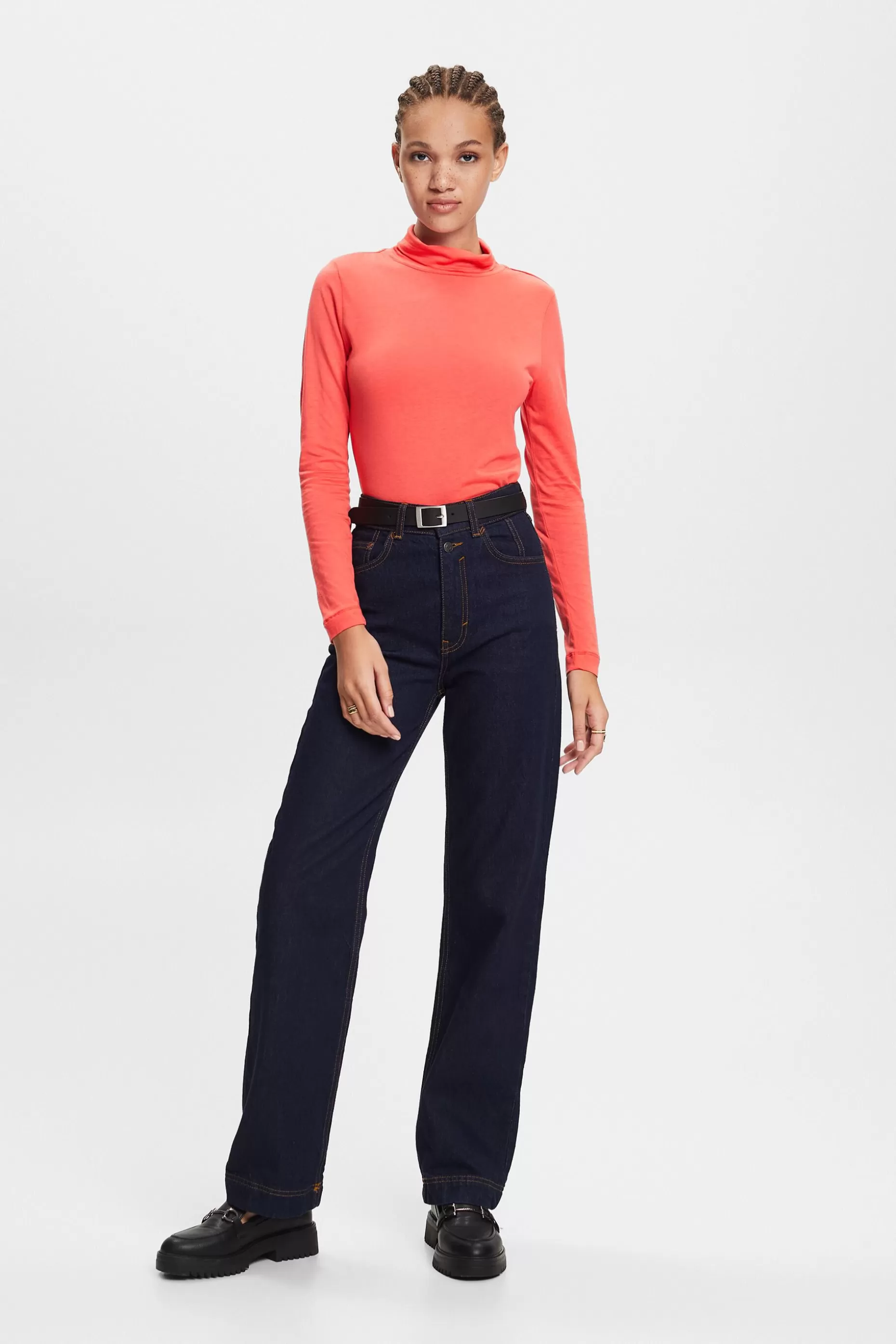 ESPRIT Cotton-Blend Jersey Turtleneck at our Online Shop *Women T-Shirts + Tops