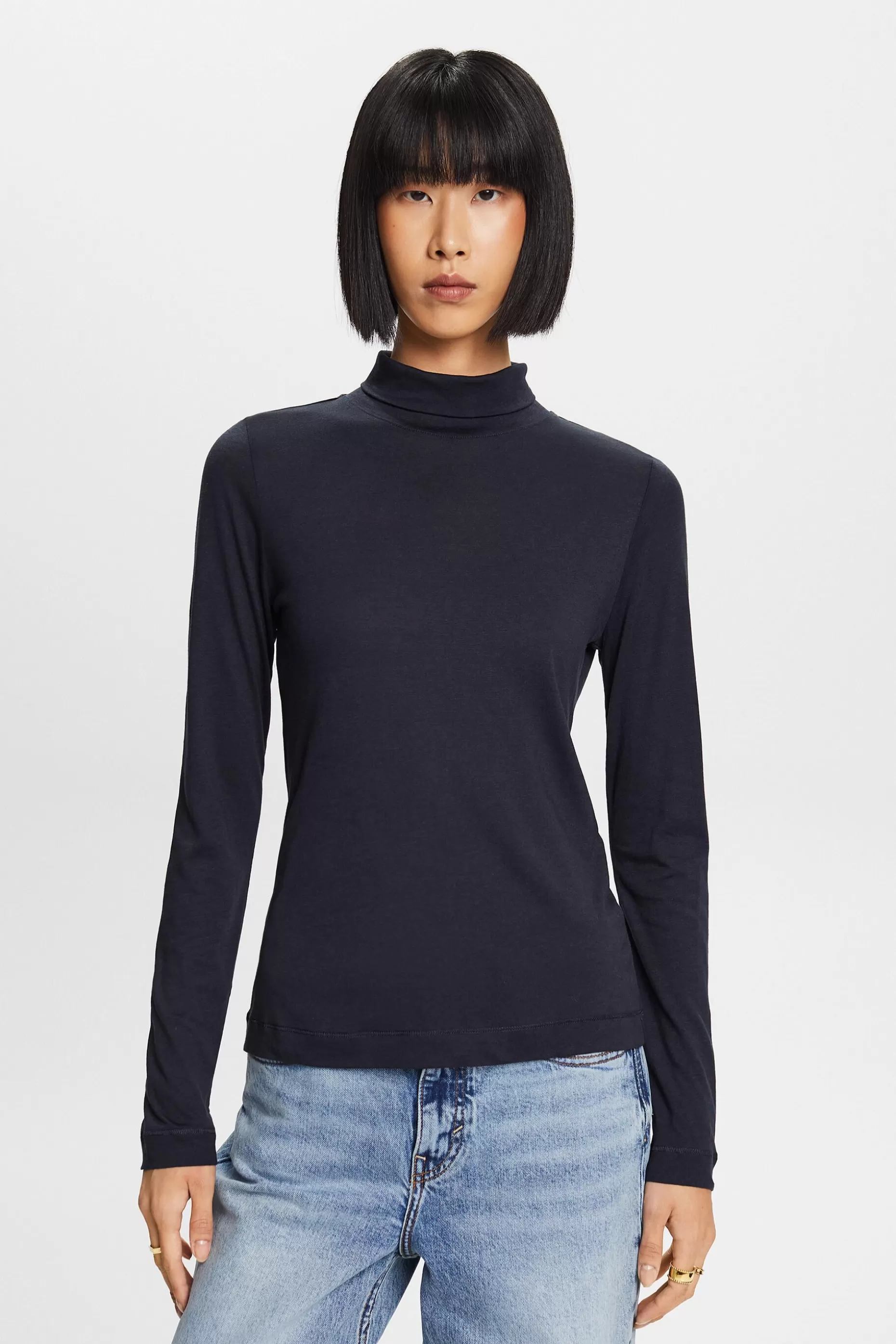 ESPRIT Cotton-Blend Jersey Turtleneck at our Online Shop *Women T-Shirts + Tops