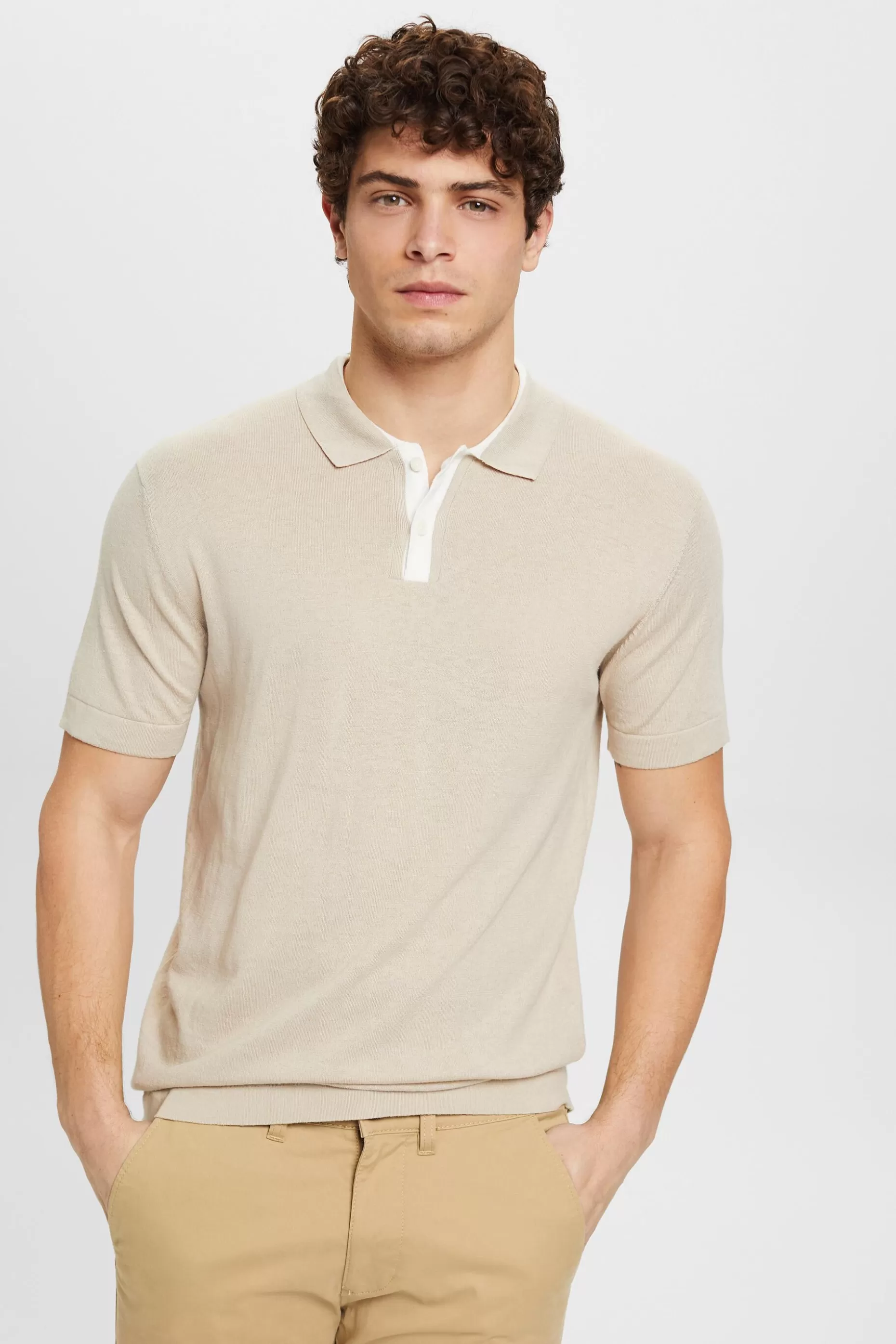 ESPRIT Cotton-Blend Mesh Polo Shirt at our Online Shop *Men T-Shirts + Polos