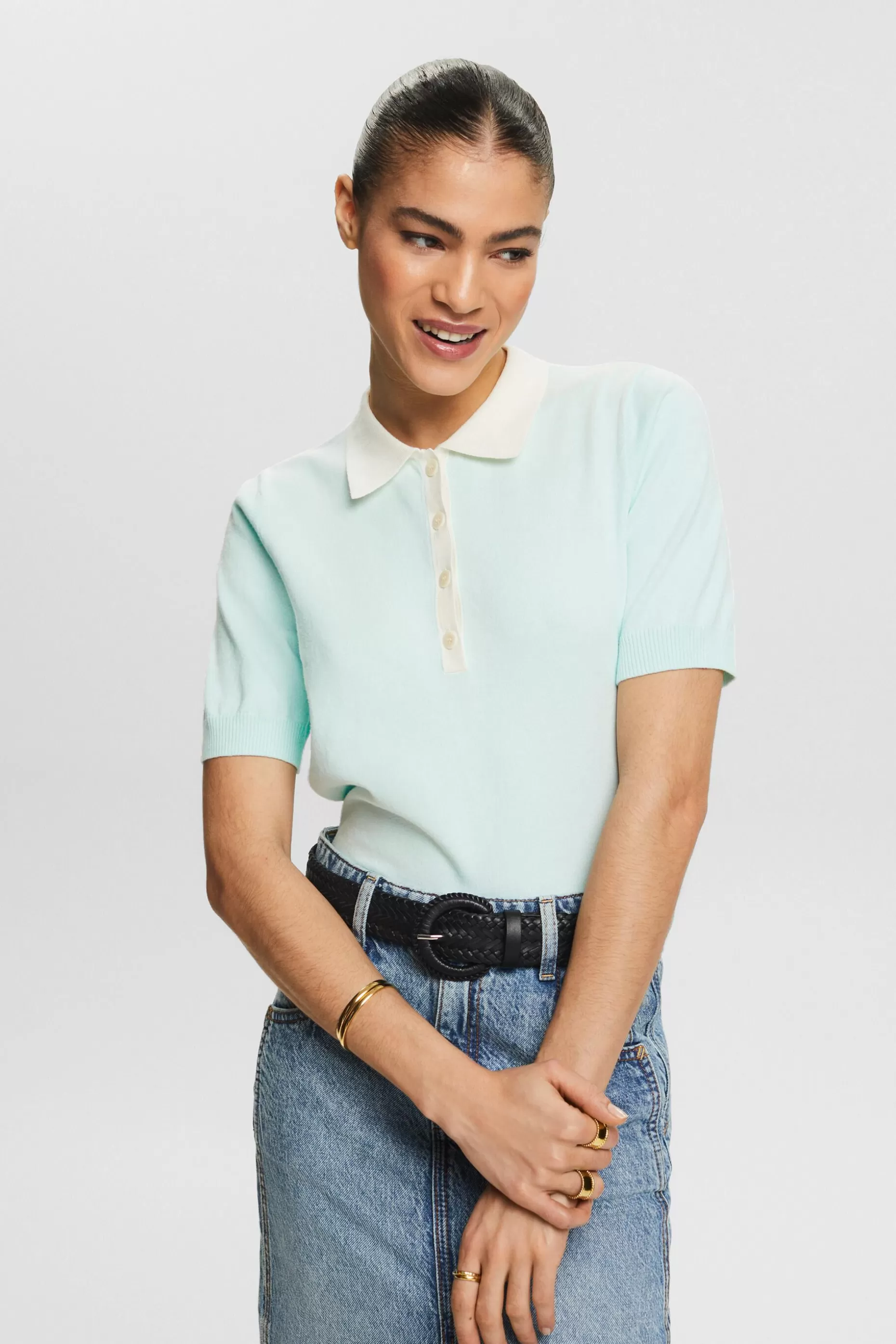 ESPRIT Cotton-Blend Polo Sweater at our Online Shop *Women Sweaters