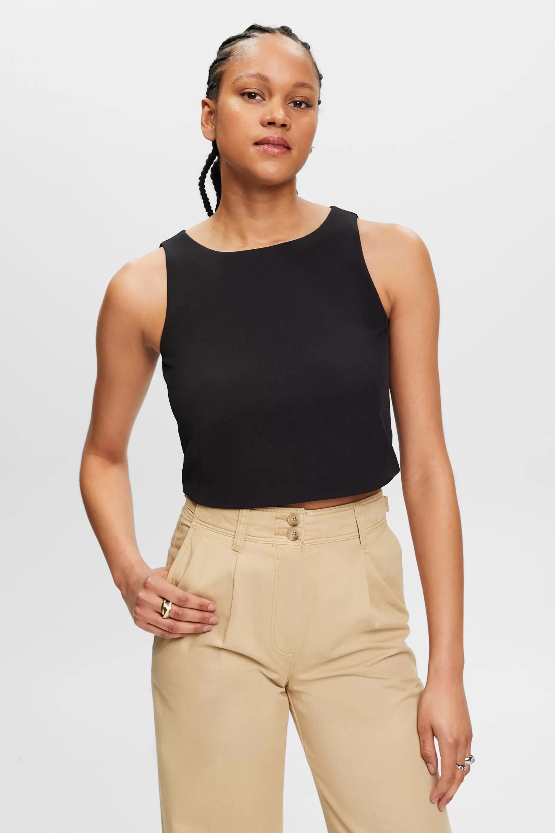 ESPRIT Cropped Crepe Top at our Online Shop *Women T-Shirts + Tops