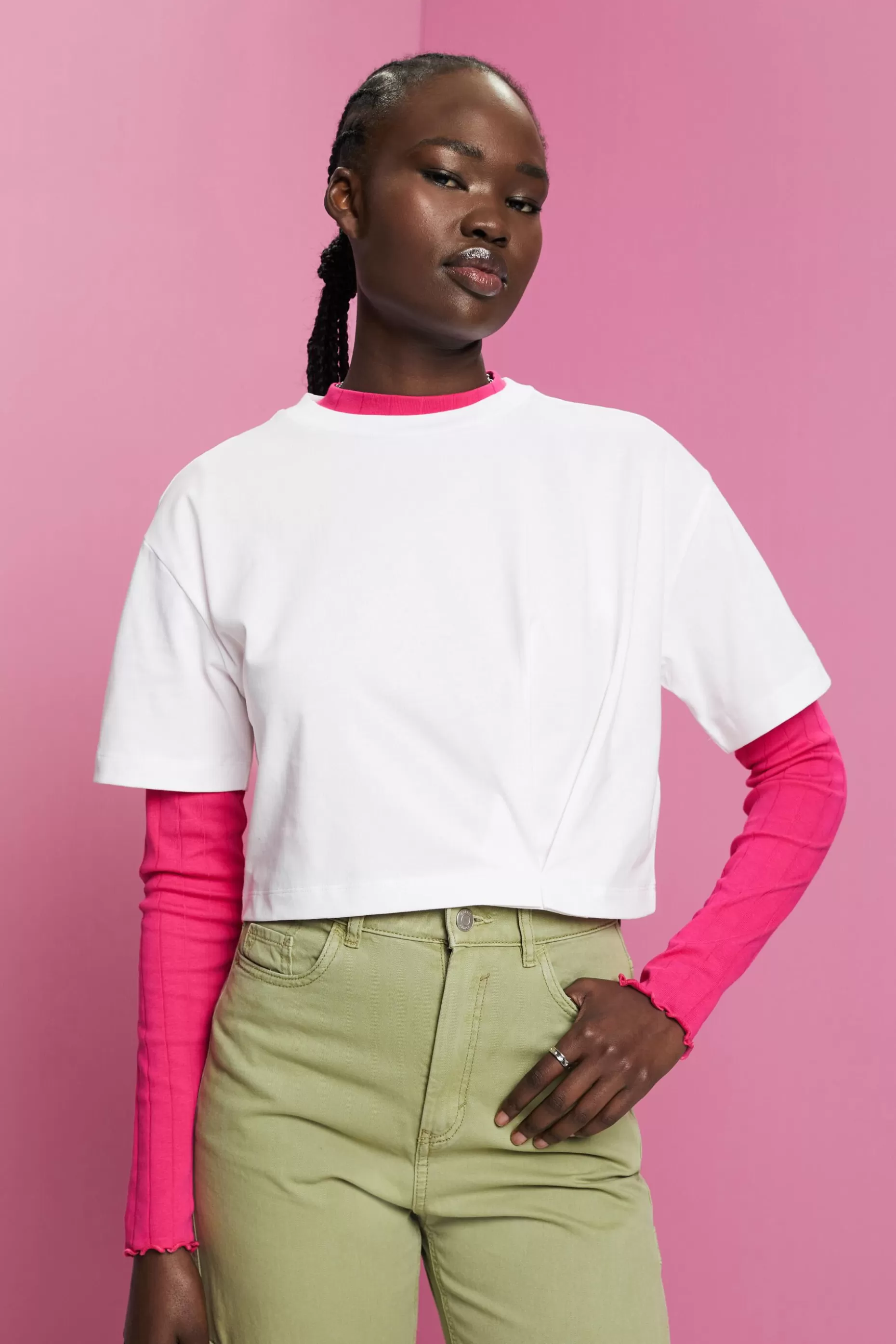 ESPRIT Cropped crewneck T-shirt at our Online Shop *Women T-Shirts + Tops