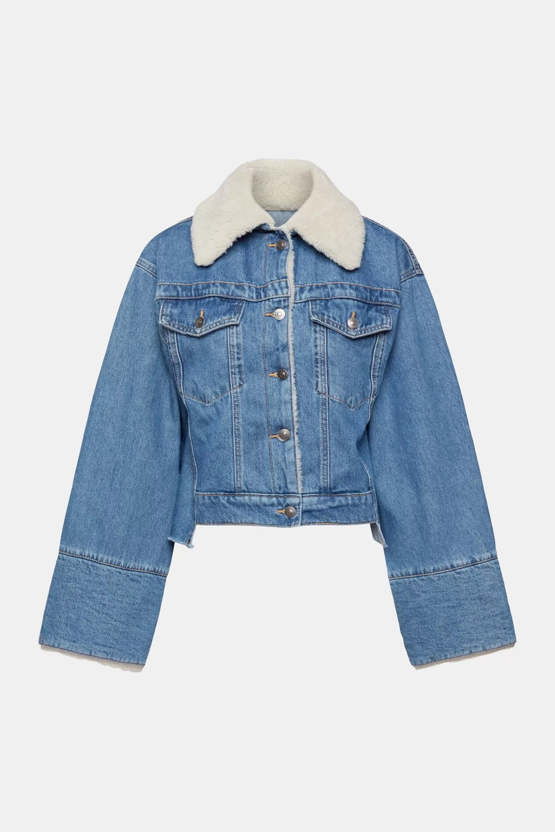 ESPRIT Cropped denim jacket with faux fur trimming at our Online Shop *Women Jackets + Coats