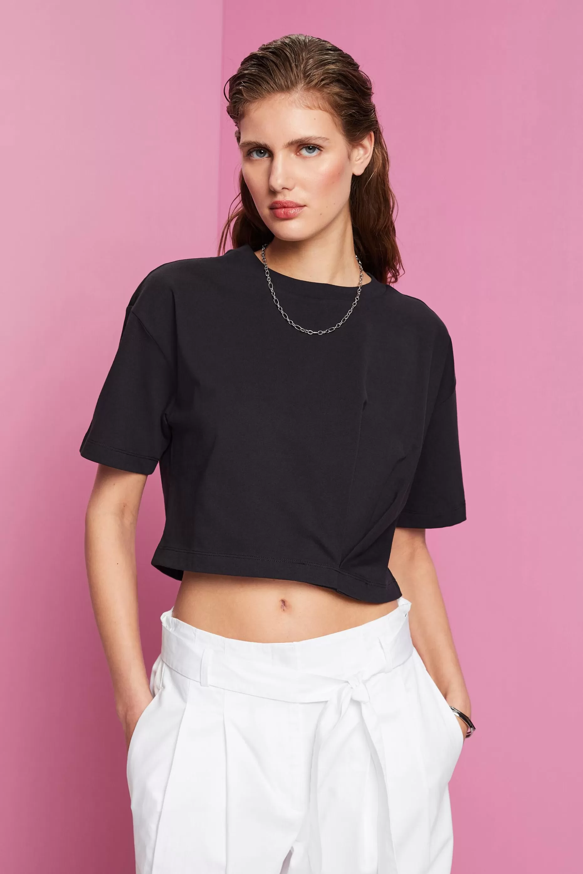 ESPRIT Cropped Jersey Crewneck T-shirt at our Online Shop *Women T-Shirts + Tops