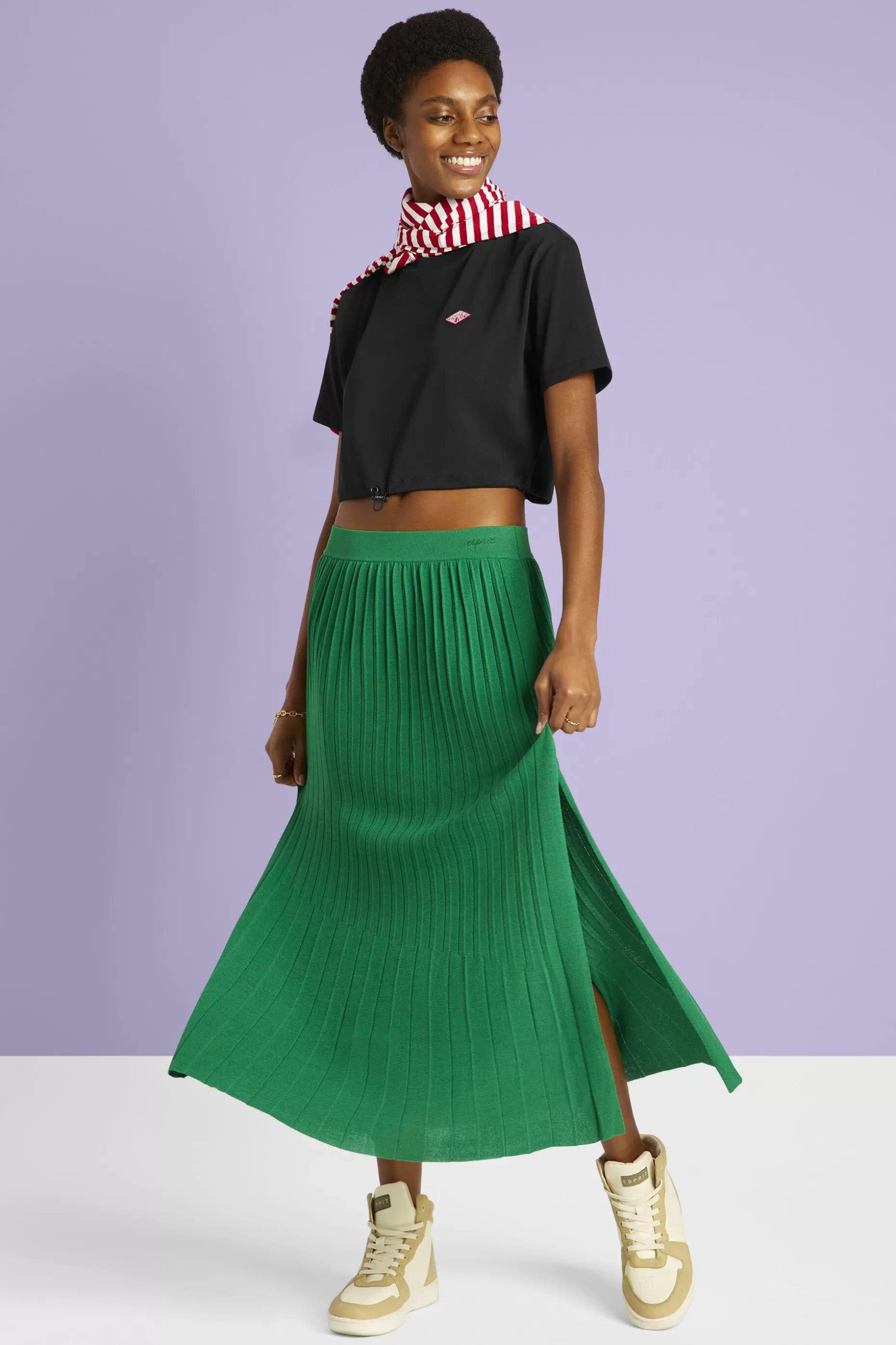 ESPRIT Cropped Logo Cotton Jersey T-Shirt at our Online Shop * Sale Under $50