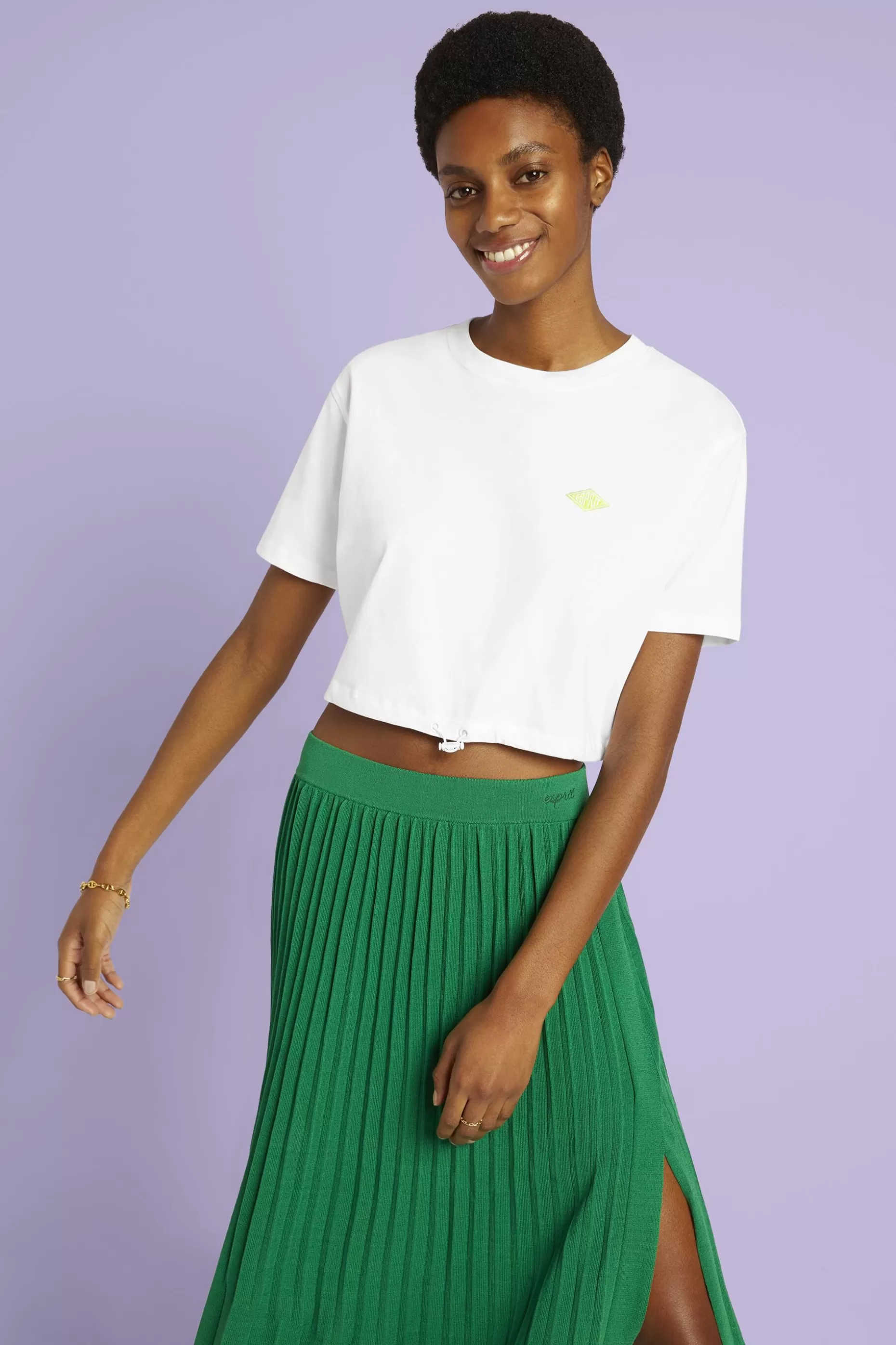 ESPRIT Cropped Logo Cotton Jersey T-Shirt at our Online Shop *Women T-Shirts + Tops