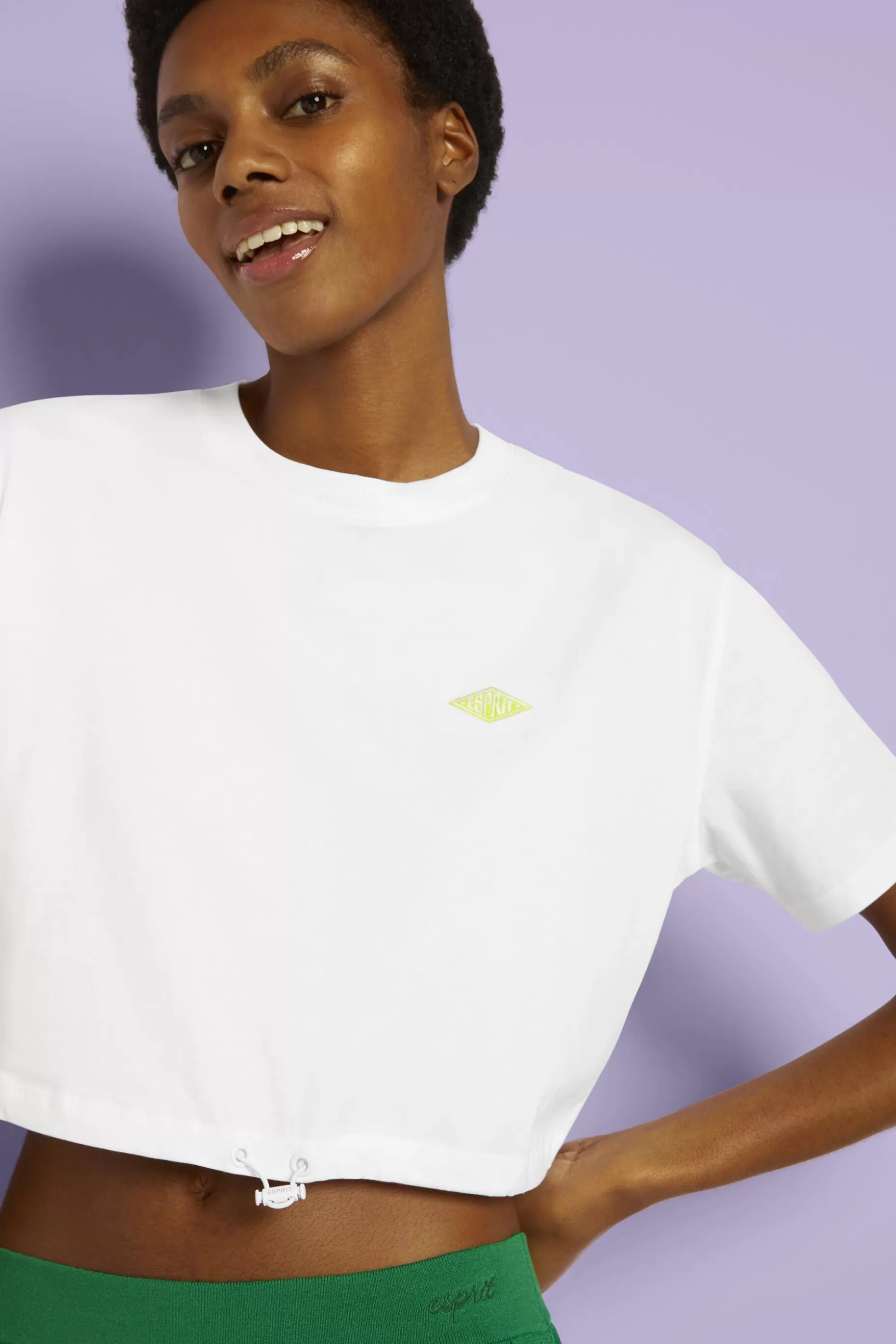 ESPRIT Cropped Logo Cotton Jersey T-Shirt at our Online Shop *Women T-Shirts + Tops