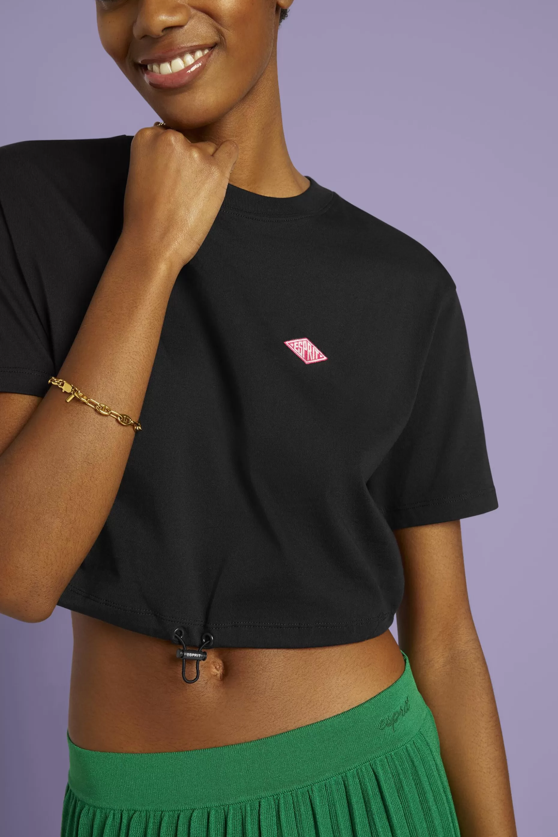 ESPRIT Cropped Logo Cotton Jersey T-Shirt at our Online Shop *Women T-Shirts + Tops
