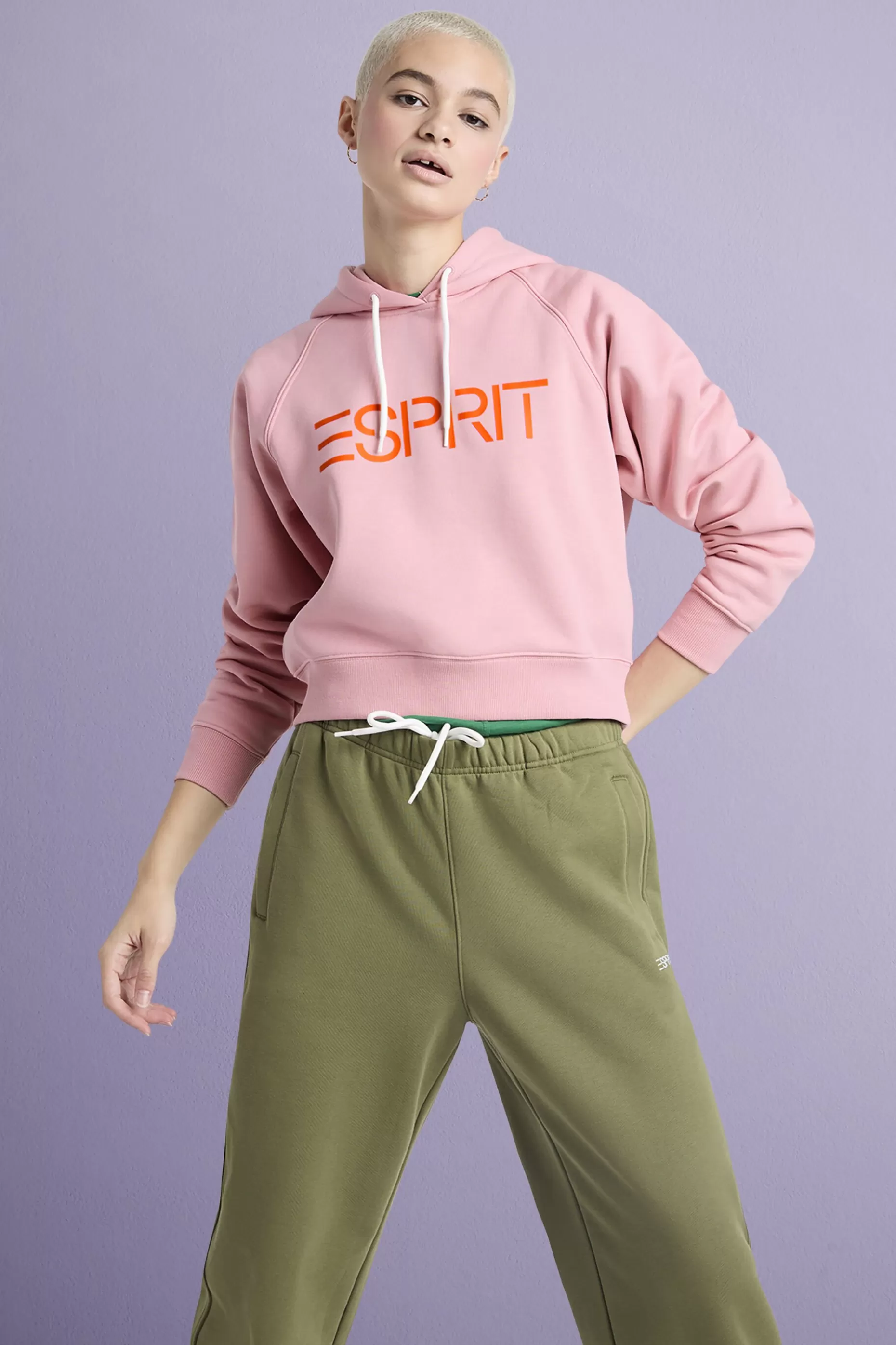 ESPRIT Cropped Logo Fleece Hoodie at our Online Shop *Women Sweatshirts + Hoodies