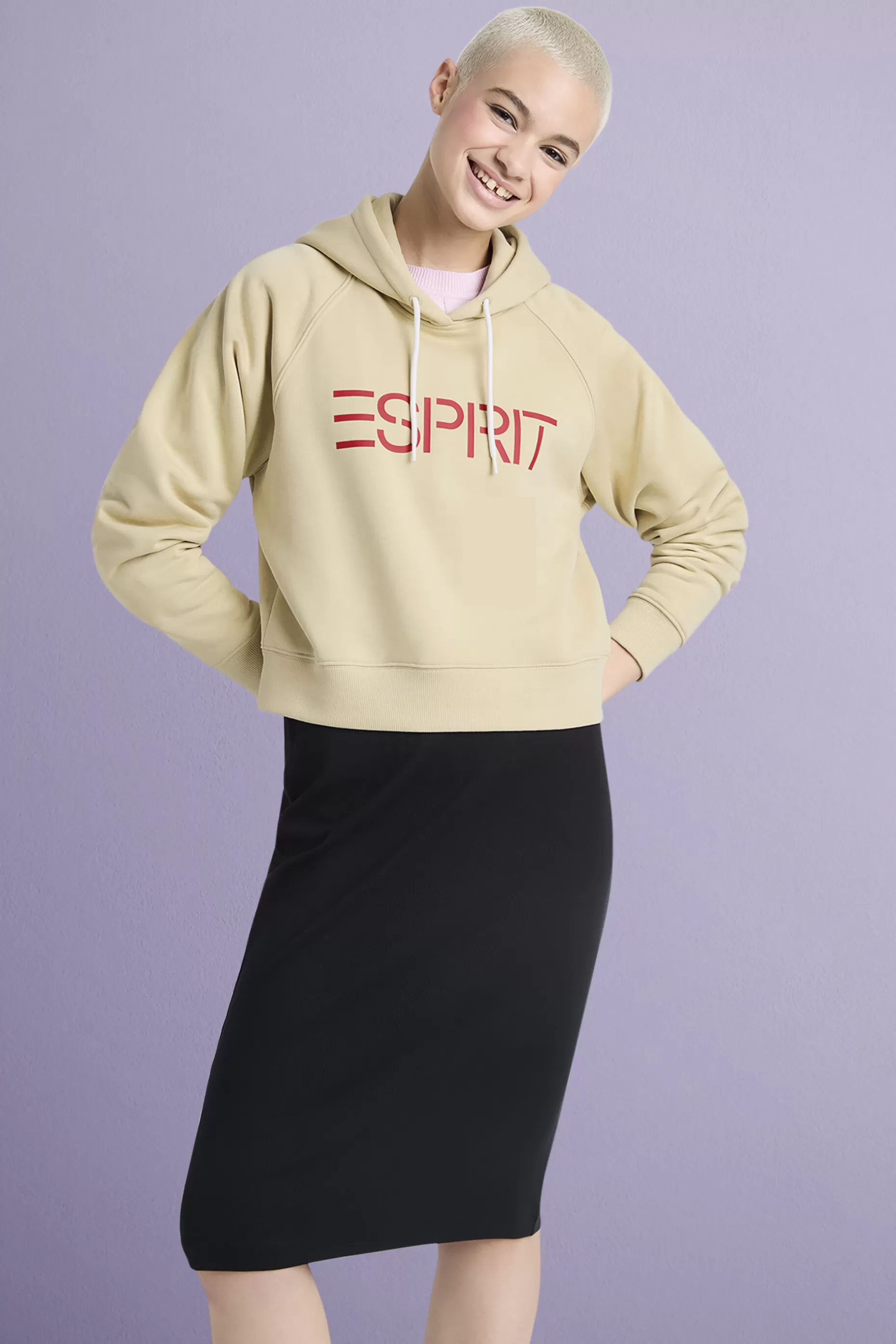 ESPRIT Cropped Logo Fleece Hoodie at our Online Shop *Women Sweatshirts + Hoodies