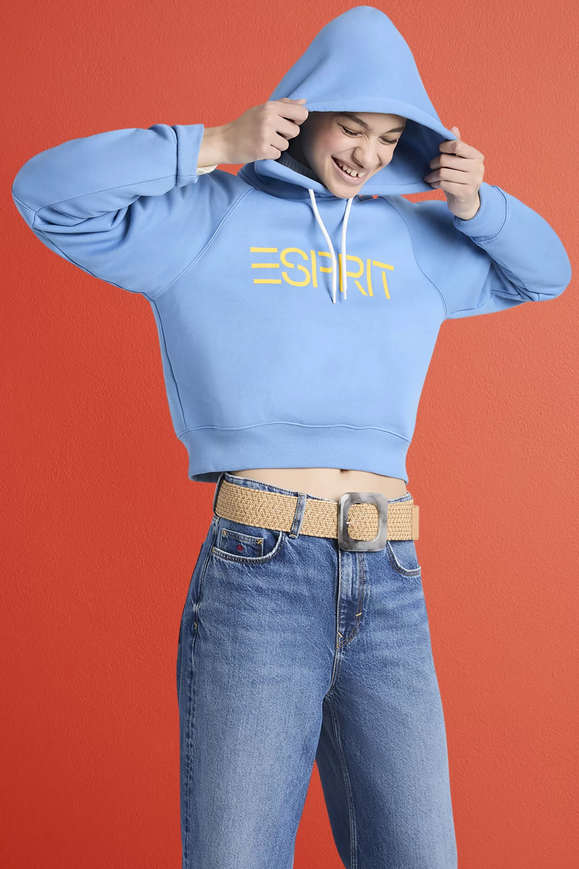 ESPRIT Cropped Logo Fleece Hoodie at our Online Shop *Women Sweatshirts + Hoodies