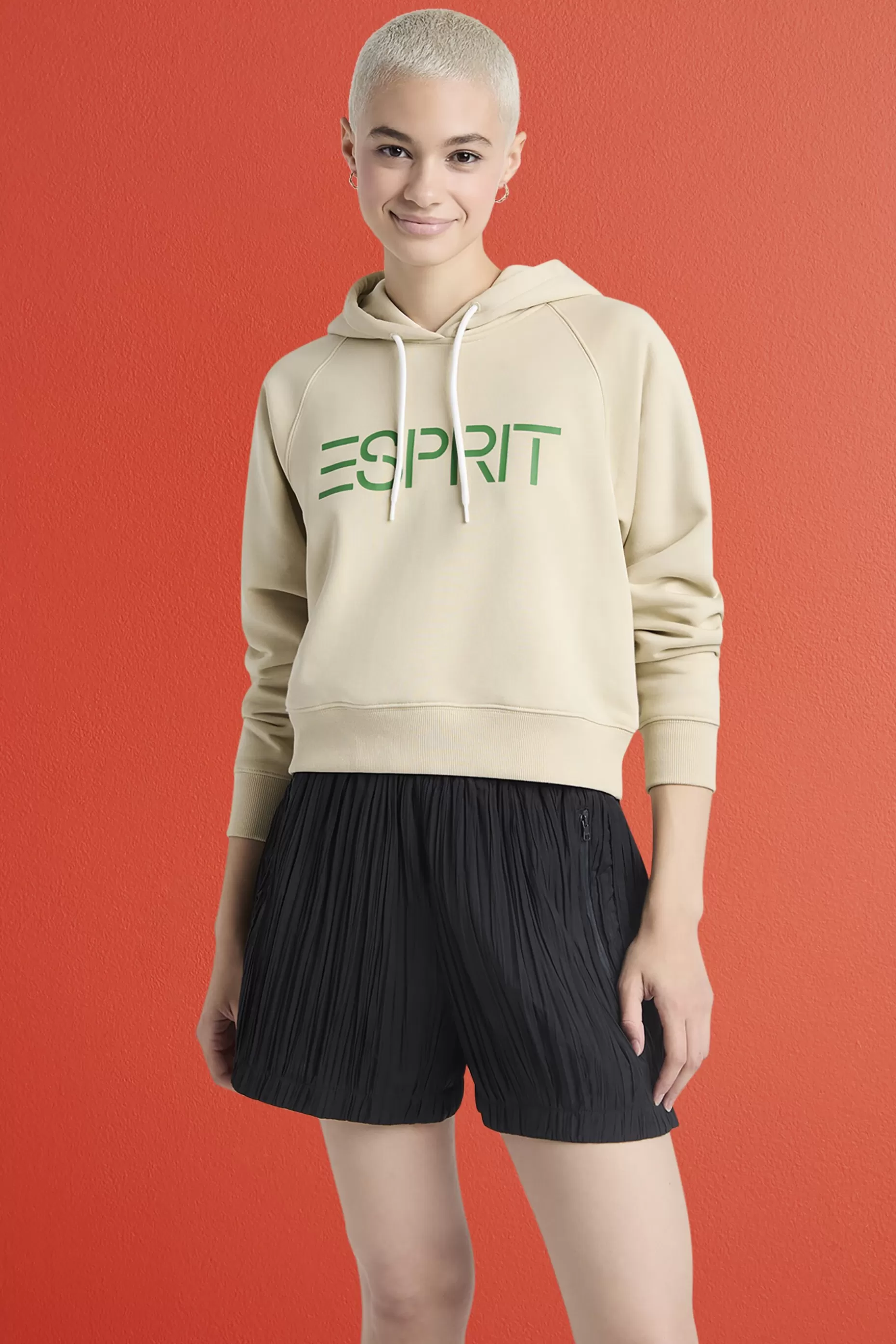 ESPRIT Cropped Logo Fleece Hoodie at our Online Shop *Women Sweatshirts + Hoodies