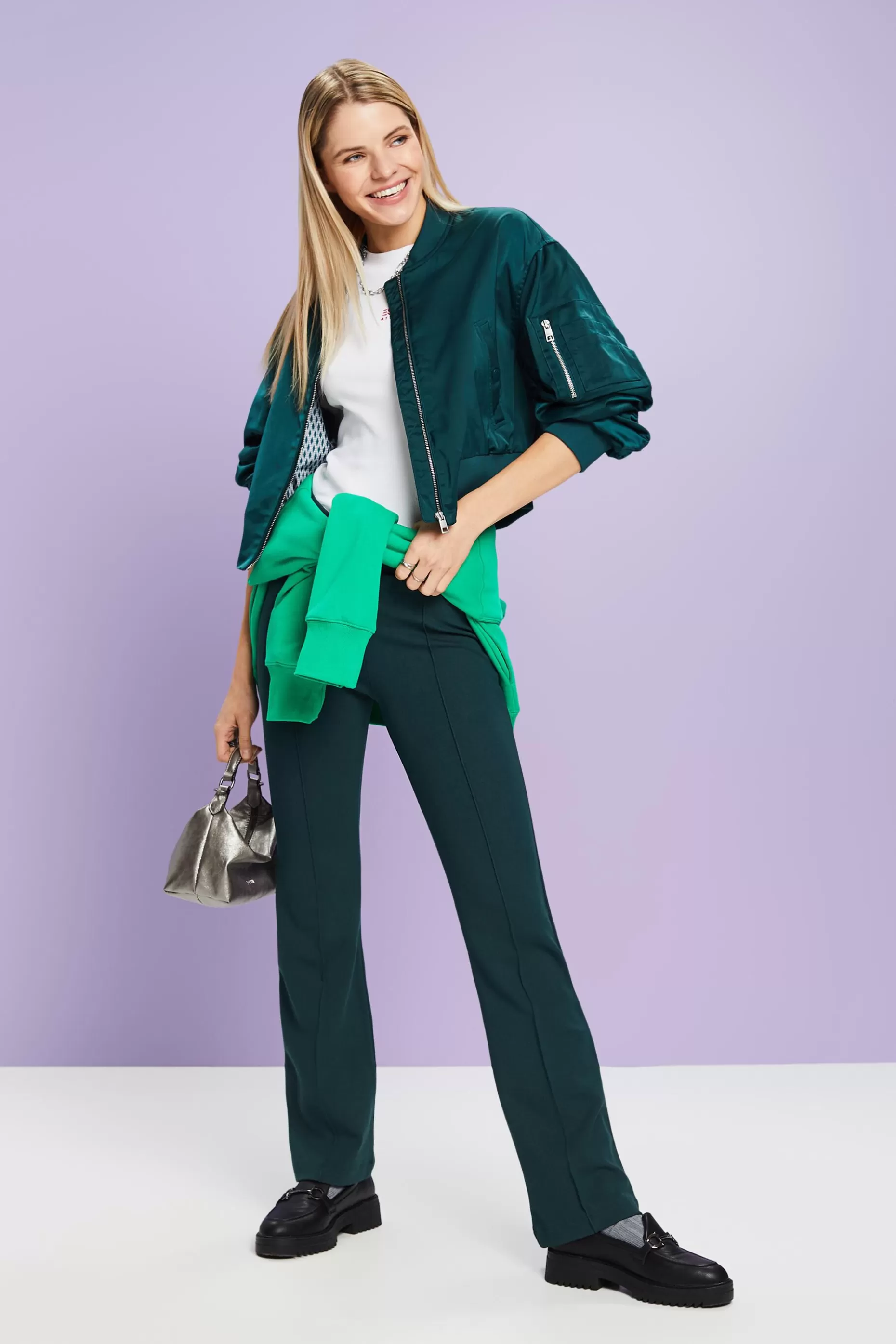 ESPRIT Cropped Satin Bomber Jacket at our Online Shop *Women Jackets + Coats