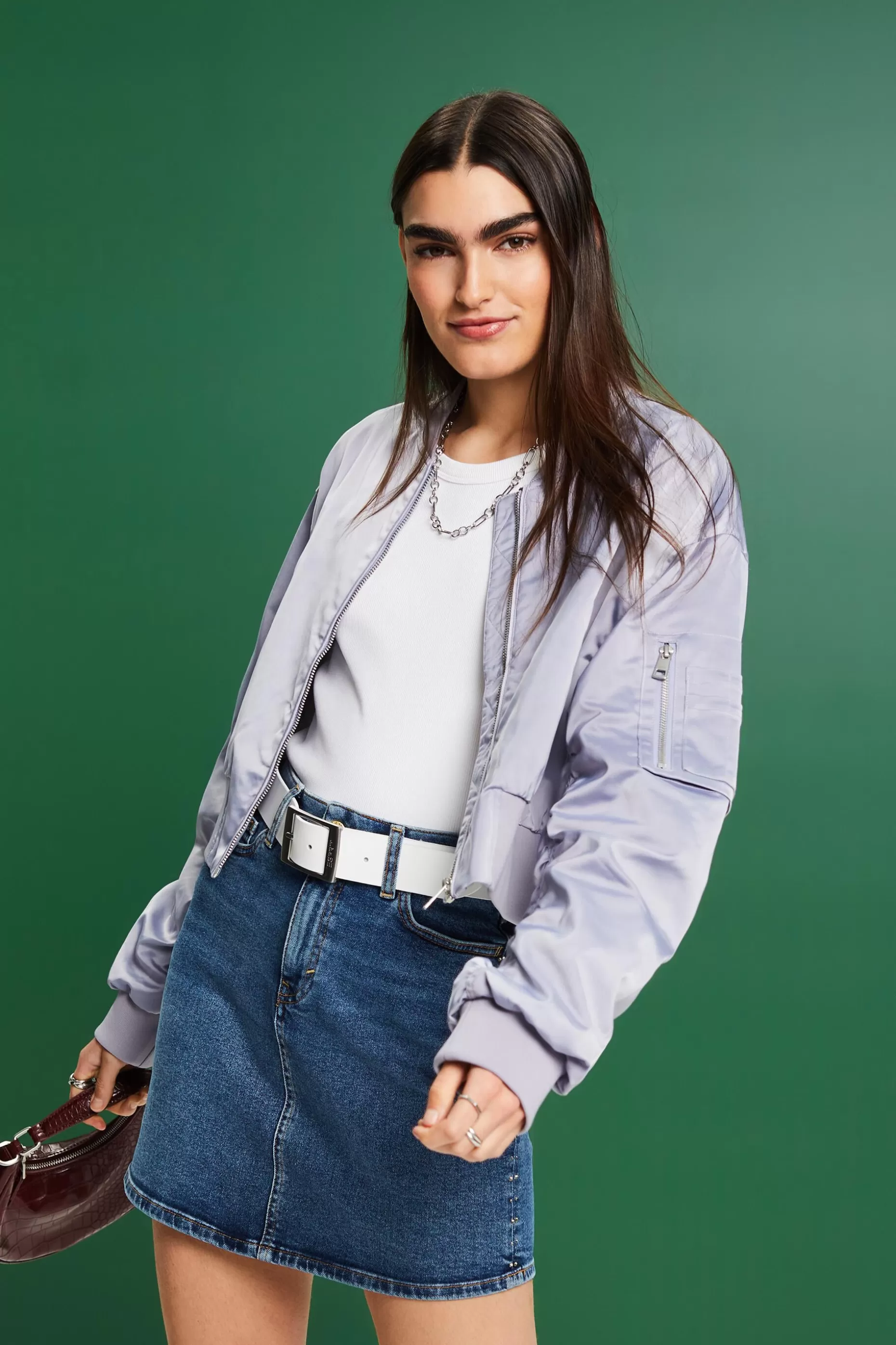 ESPRIT Cropped Satin Bomber Jacket at our Online Shop *Women Jackets + Coats