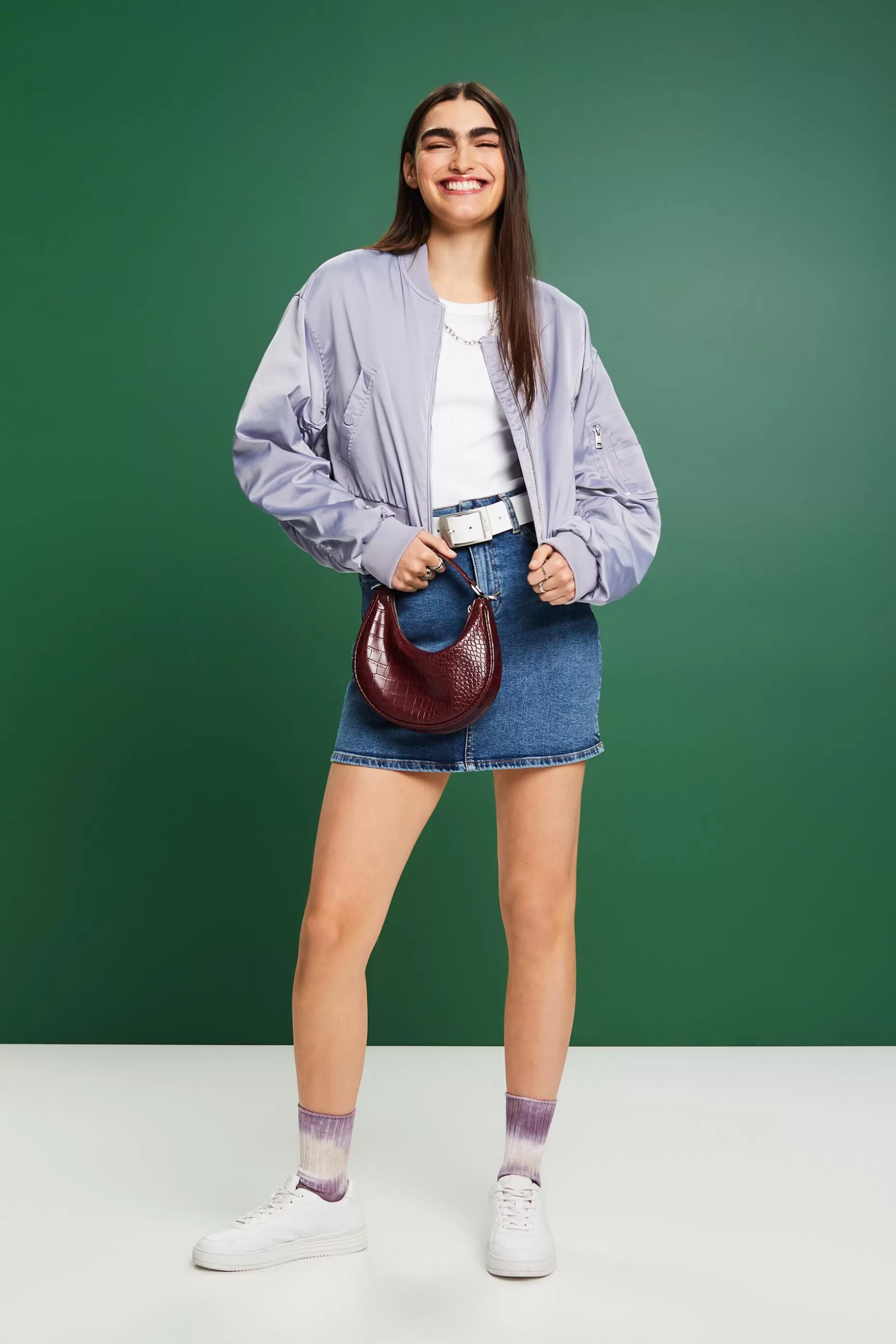 ESPRIT Cropped Satin Bomber Jacket at our Online Shop *Women Jackets + Coats