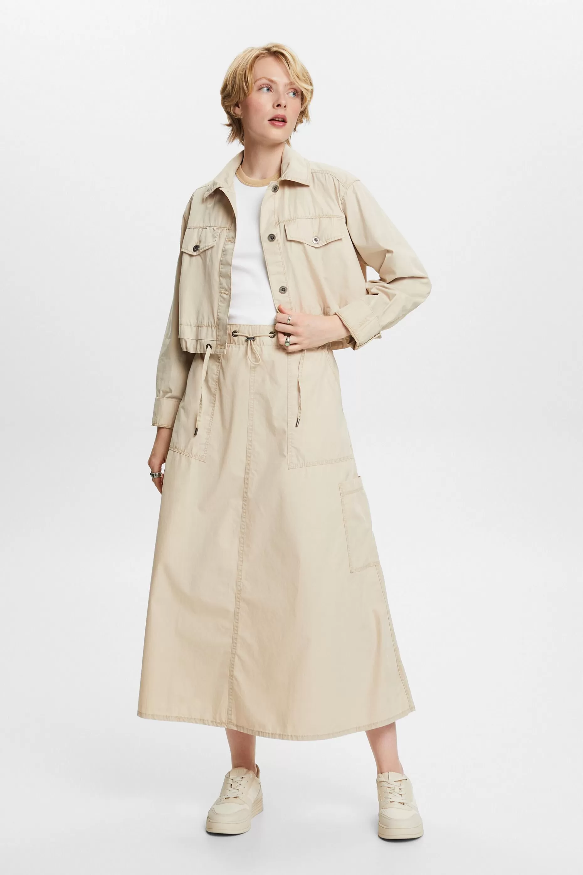 ESPRIT Cropped Tie-Front Cotton-Canvas Jacket at our Online Shop *Women Jackets + Coats