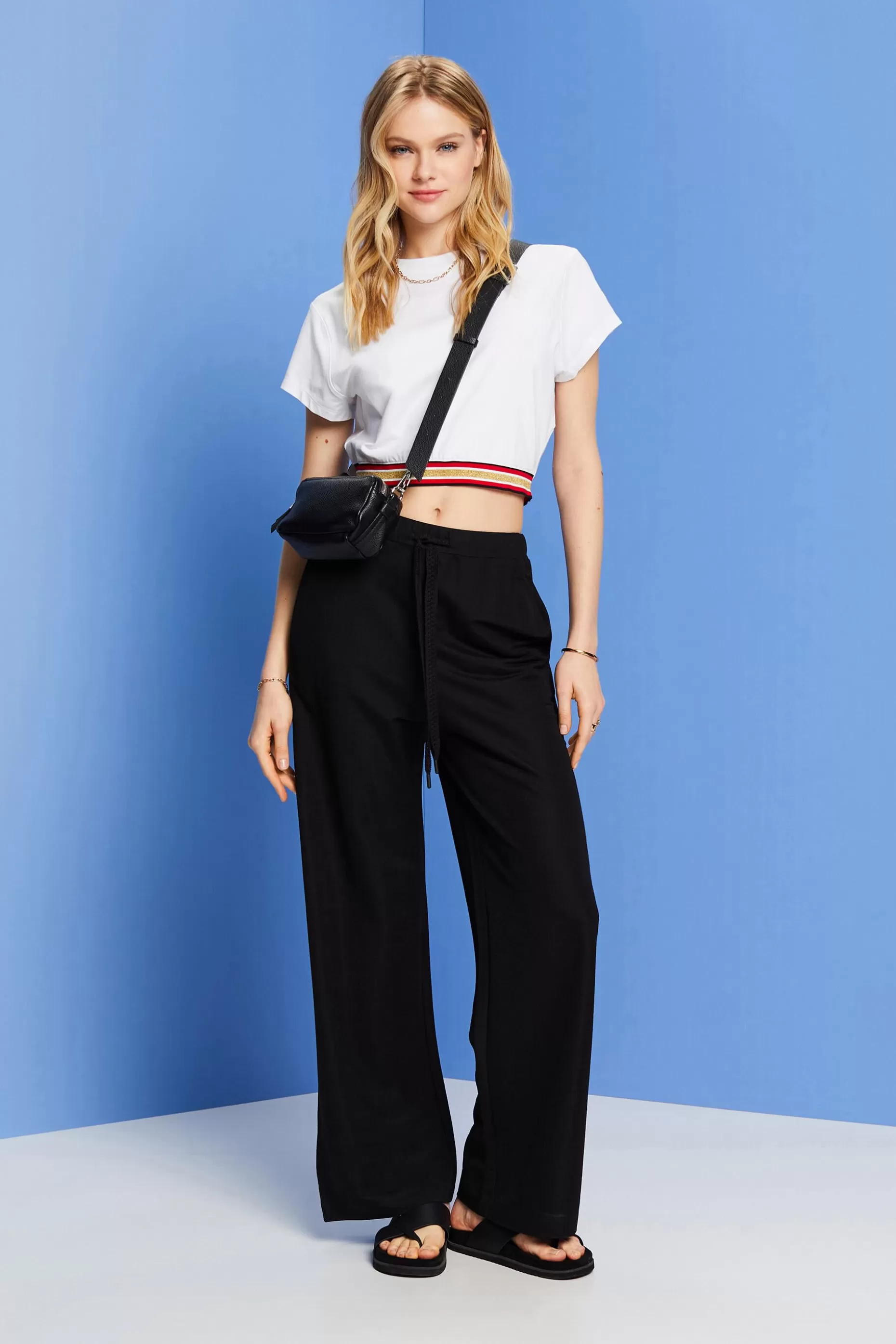 ESPRIT Cropped t-shirt with glitter band at our Online Shop *Women T-Shirts + Tops