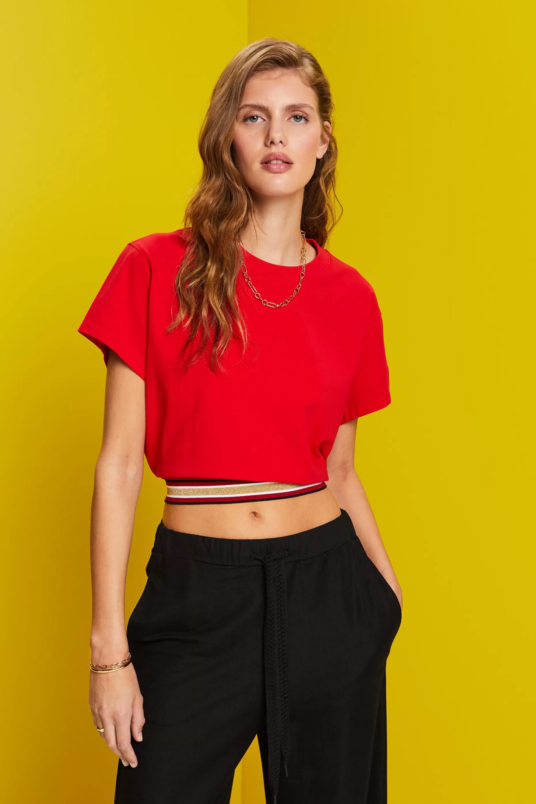 ESPRIT Cropped t-shirt with glitter band at our Online Shop *Women T-Shirts + Tops