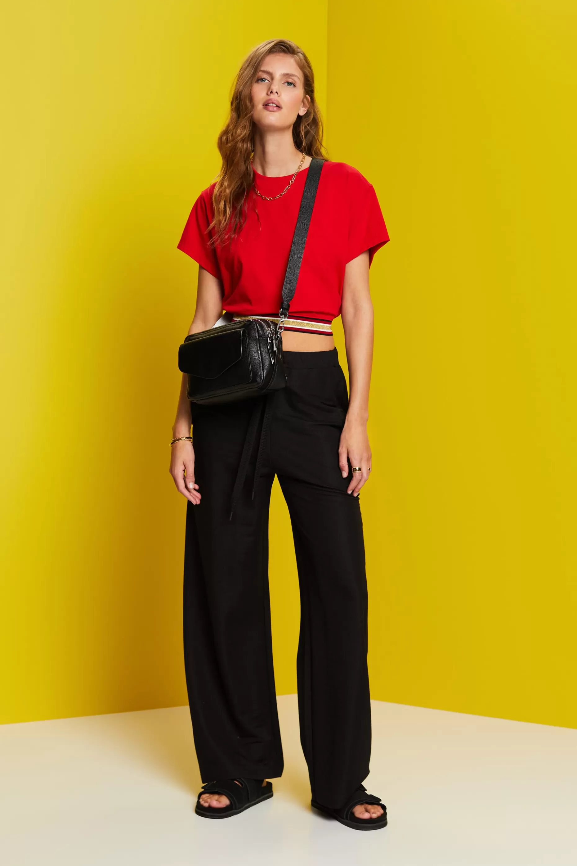 ESPRIT Cropped t-shirt with glitter band at our Online Shop *Women T-Shirts + Tops
