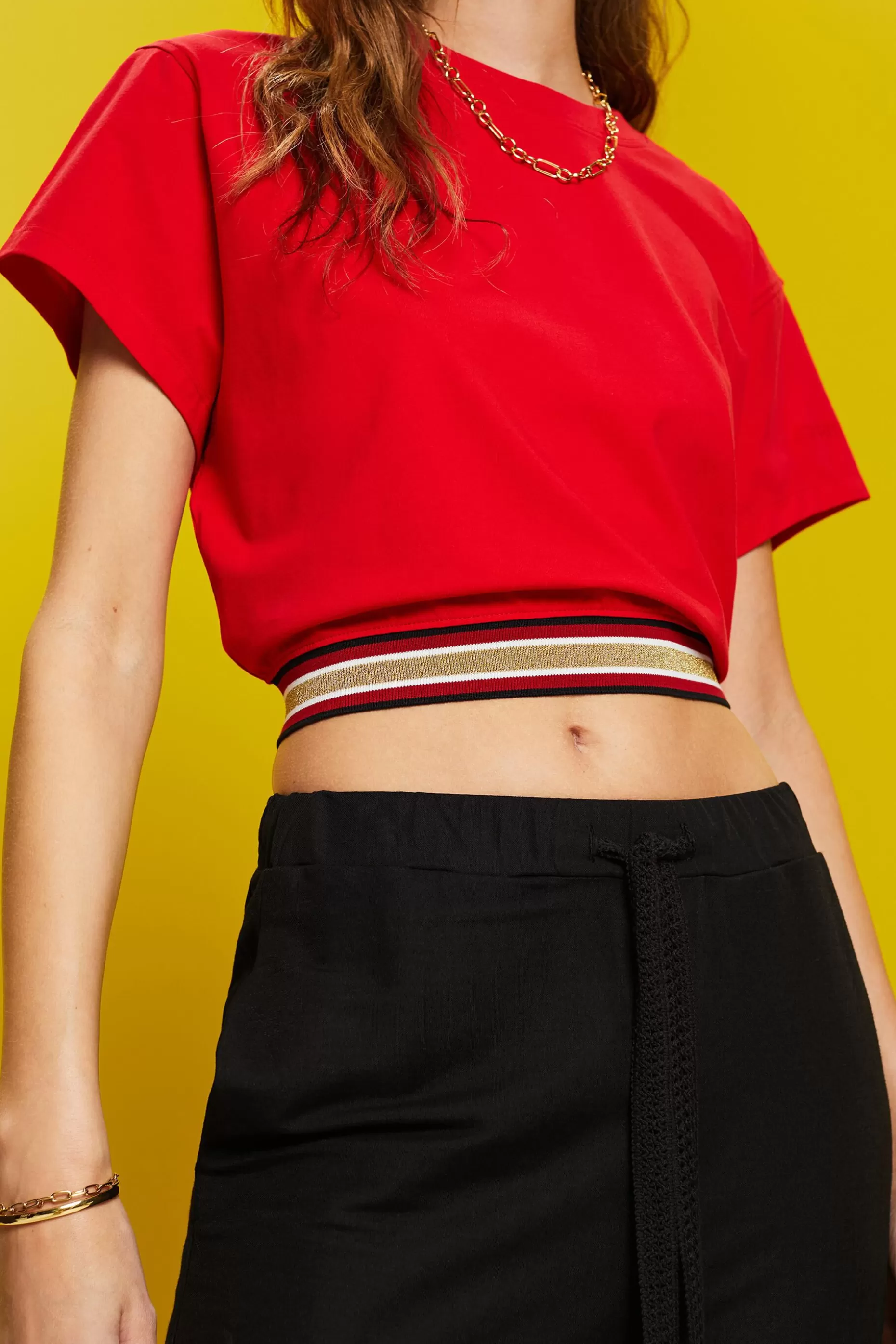 ESPRIT Cropped t-shirt with glitter band at our Online Shop *Women T-Shirts + Tops