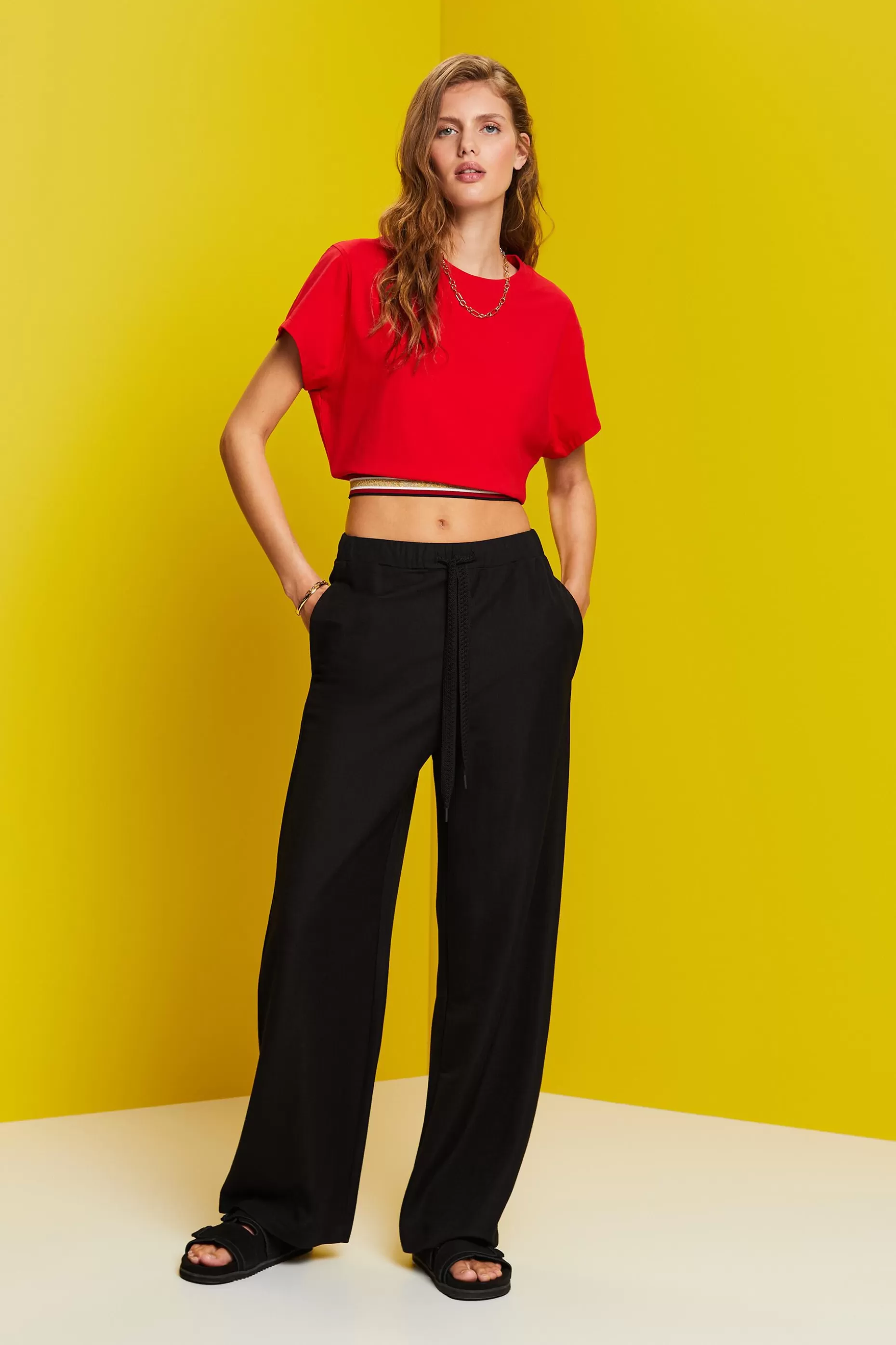 ESPRIT Cropped t-shirt with glitter band at our Online Shop *Women T-Shirts + Tops