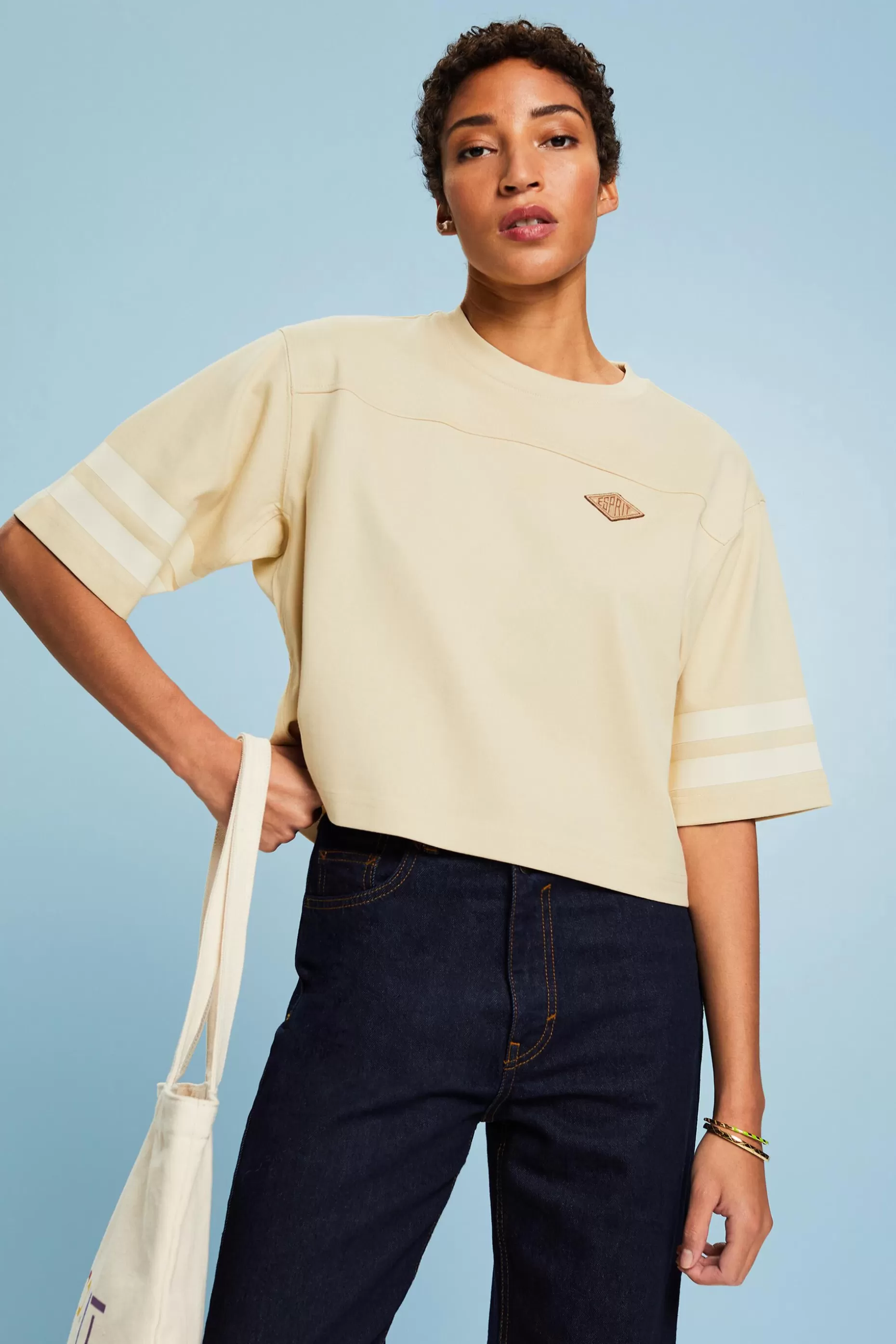 ESPRIT Cropped varsity logo rugby tee at our Online Shop * Sale Under $50