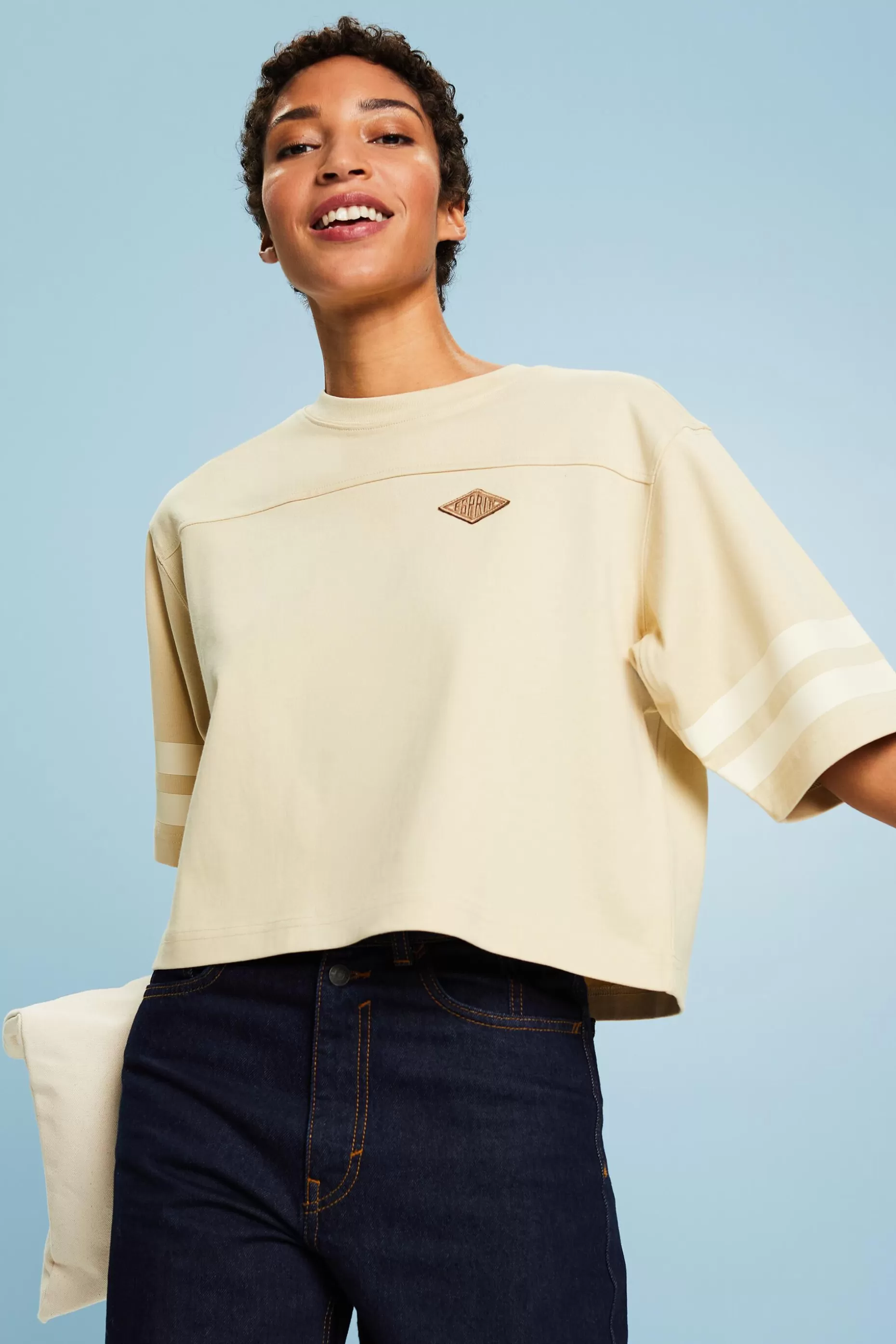 ESPRIT Cropped varsity logo rugby tee at our Online Shop * Sale Under $50