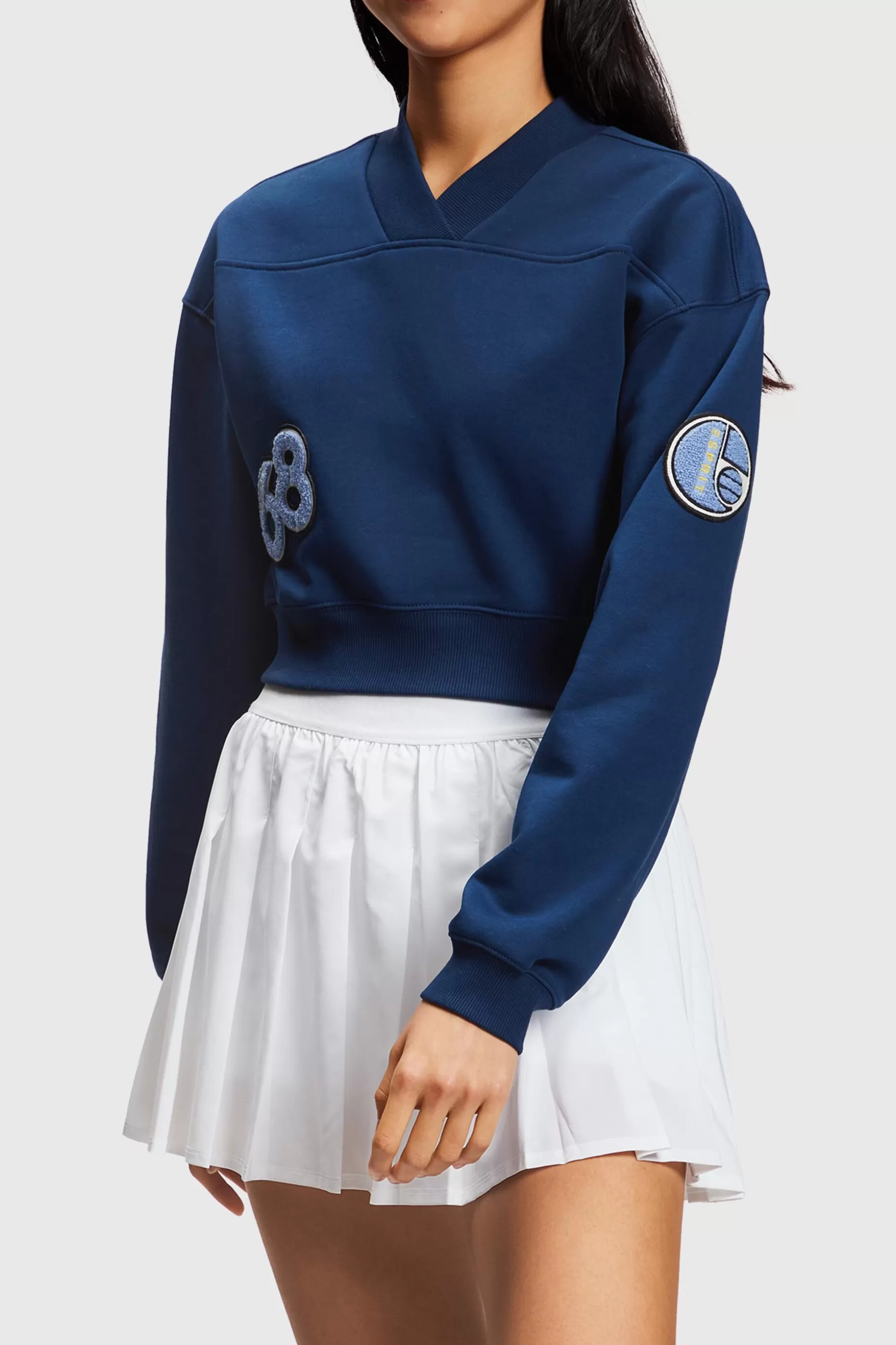 ESPRIT Cropped varsity patch sweatshirt at our Online Shop *Women Sweatshirts + Hoodies