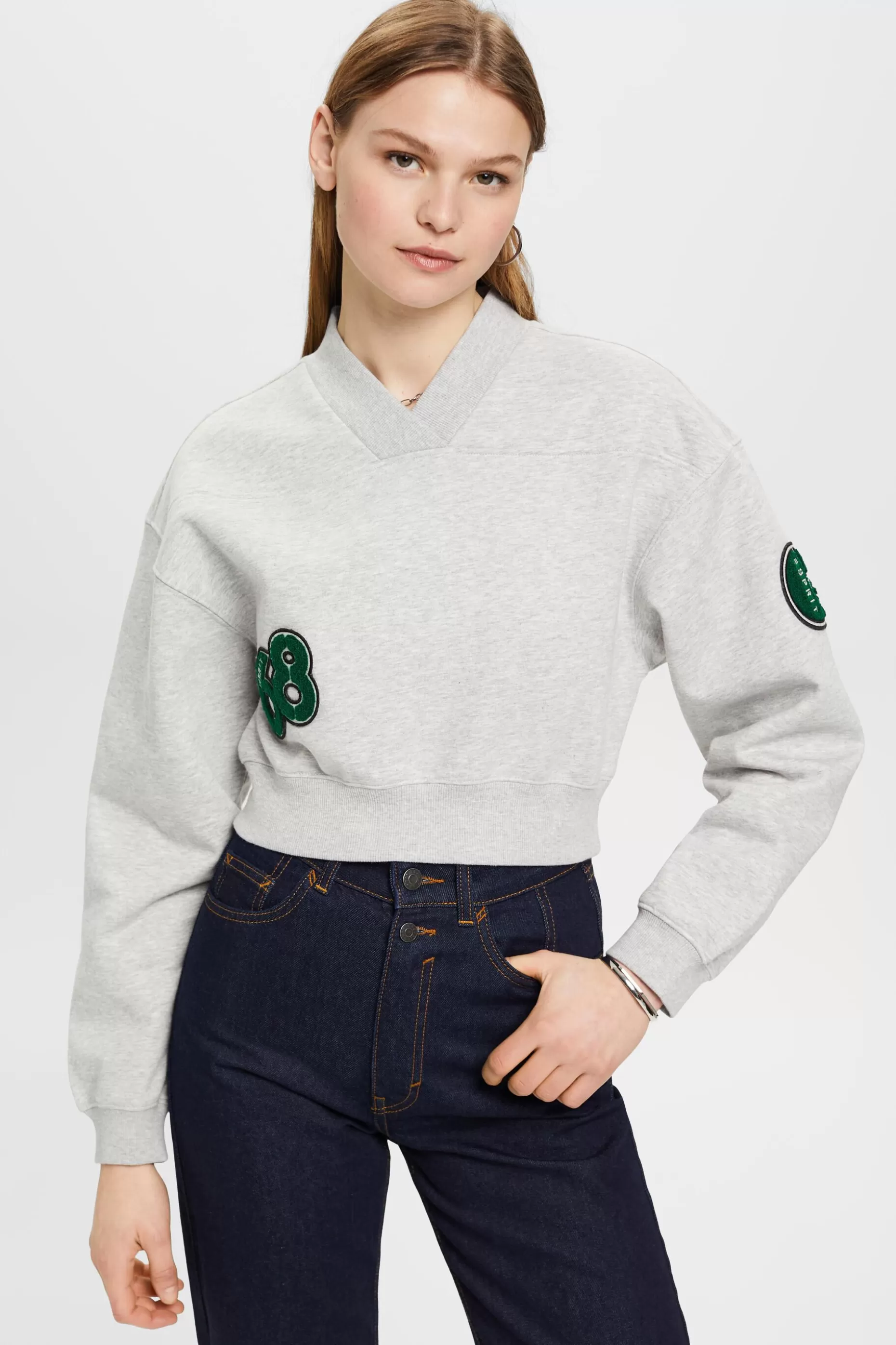 ESPRIT Cropped varsity patch sweatshirt at our Online Shop *Women Sweatshirts + Hoodies