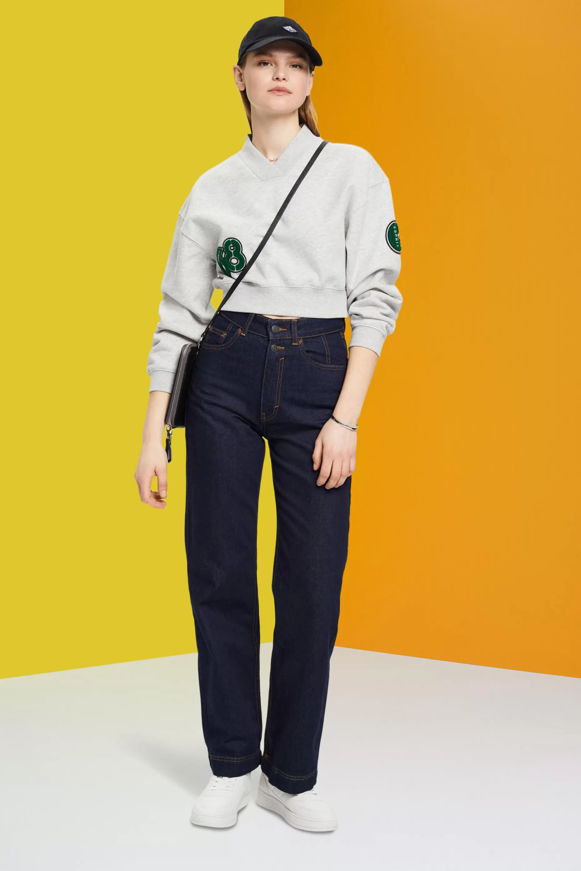 ESPRIT Cropped varsity patch sweatshirt at our Online Shop *Women Sweatshirts + Hoodies