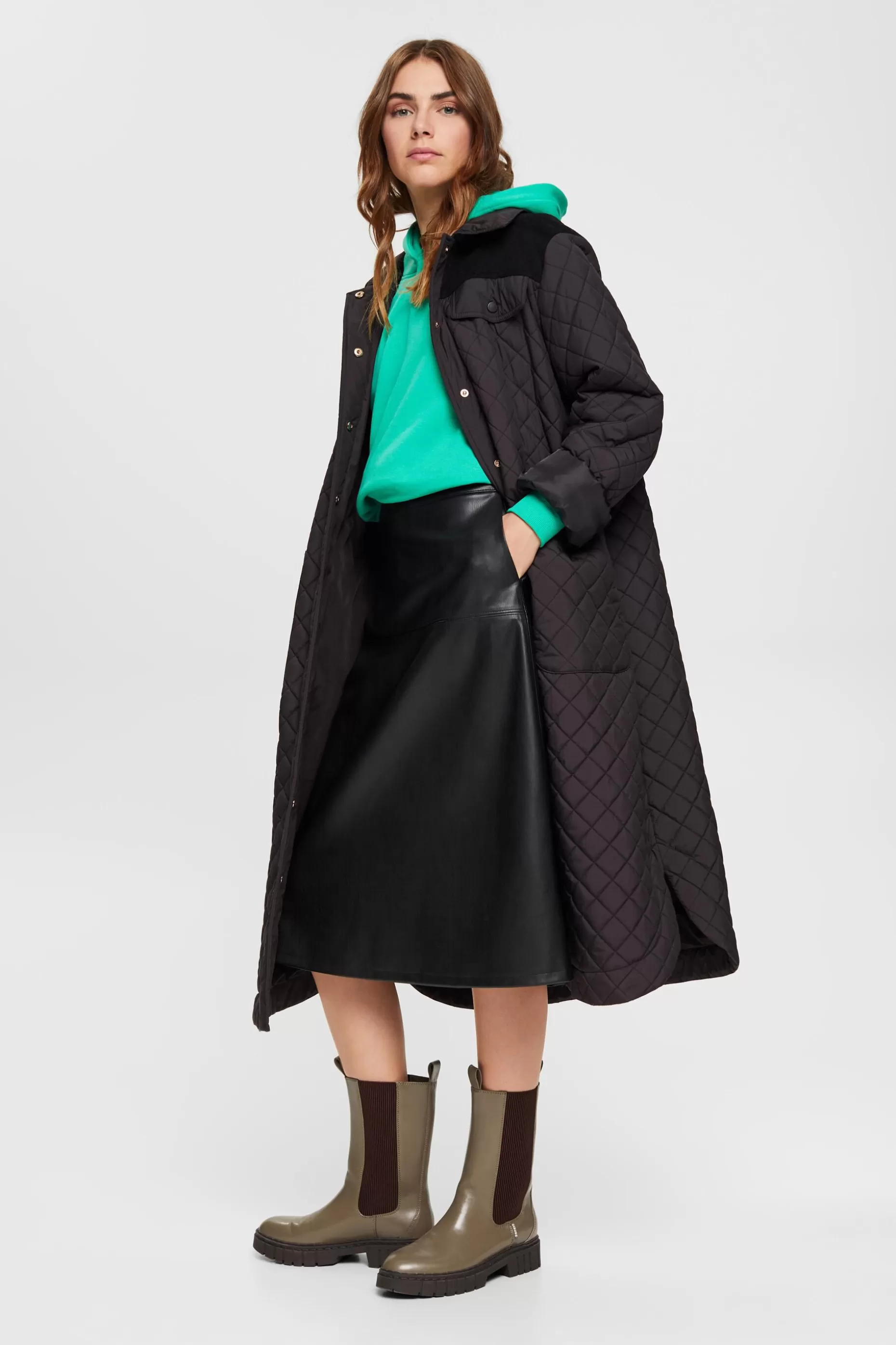 ESPRIT CURVY Faux leather midi skirt at our Online Shop *Women Bottoms