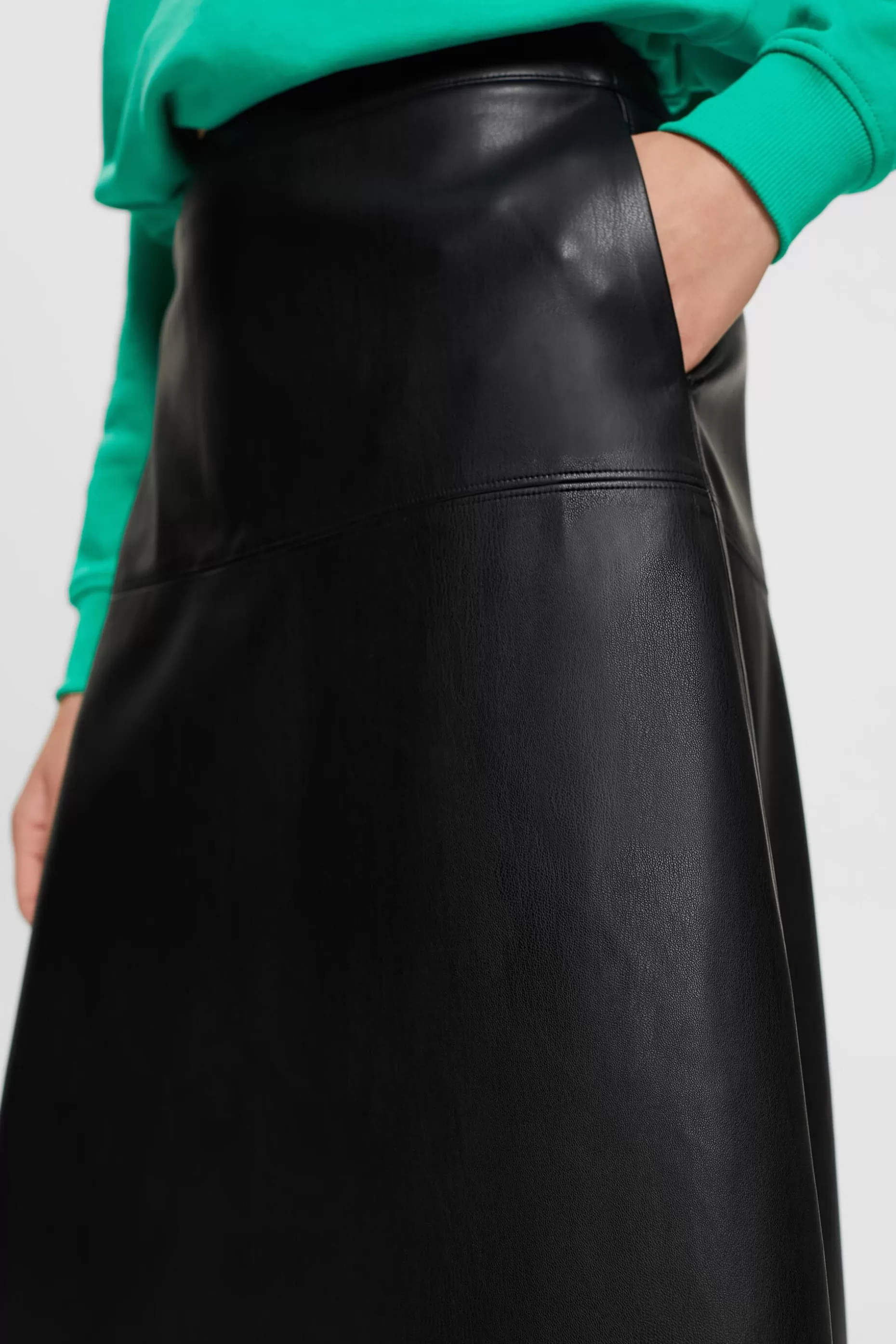 ESPRIT CURVY Faux leather midi skirt at our Online Shop *Women Bottoms